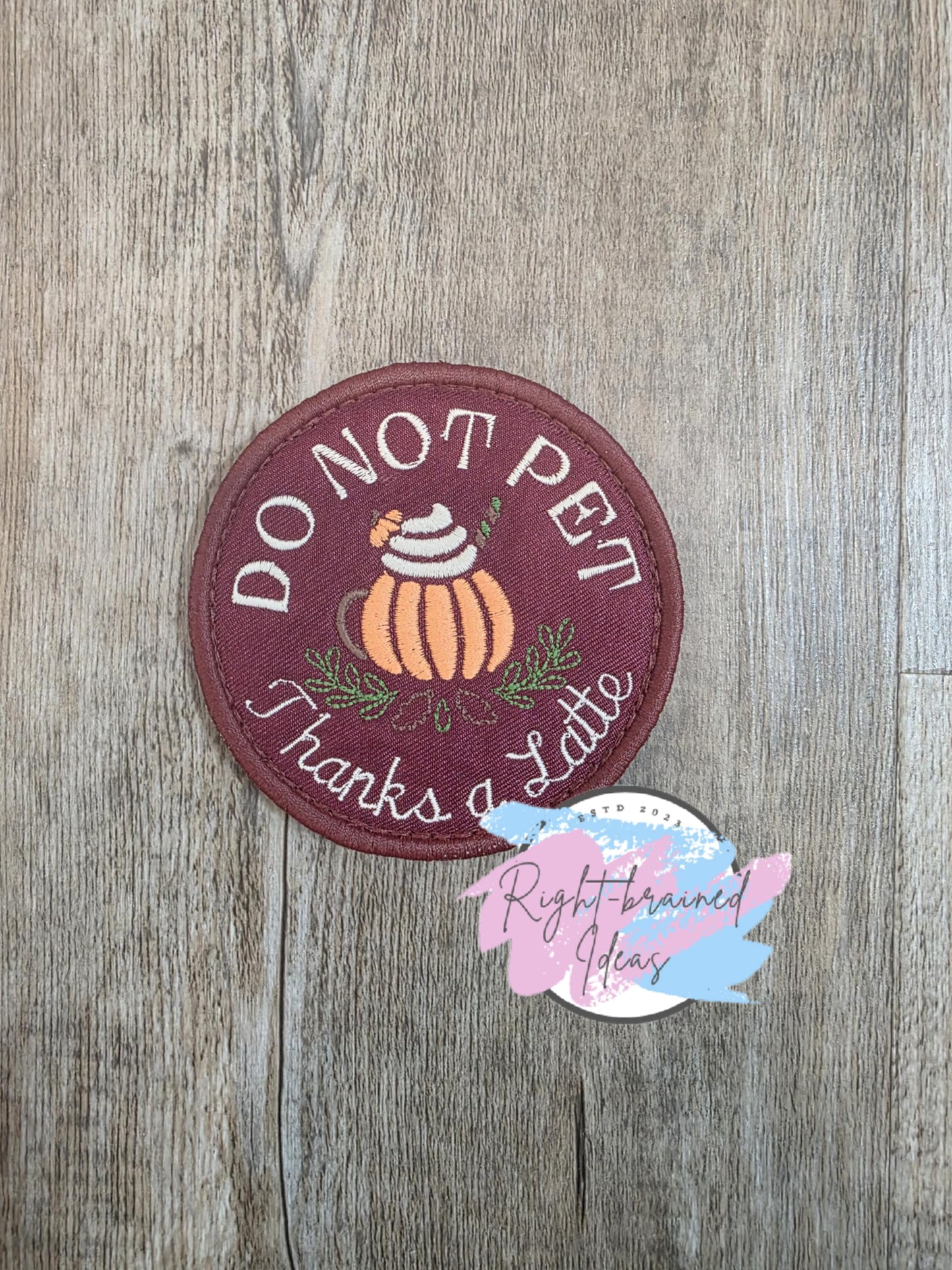 Autumn Inspired Service Dog Fall Matt Palette Of Colors On Maroon Lightweight High Performance Twill Five-piece Patch And Leash Wrap Set