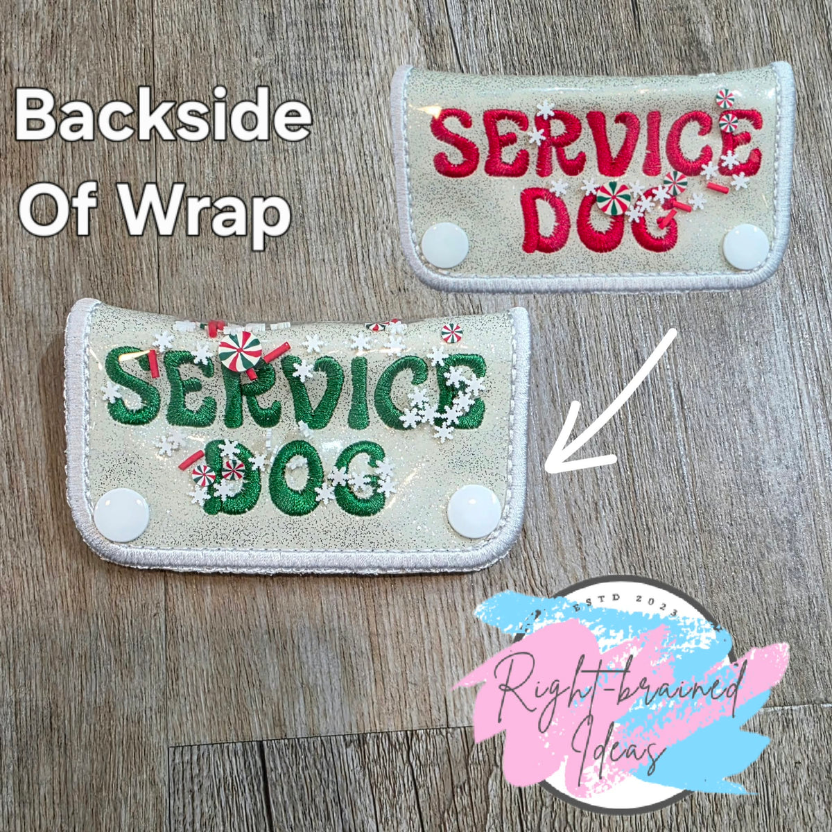 Peppermint Inspired Red And Green On Sparkle White Vinyl Mini Leash Wrap