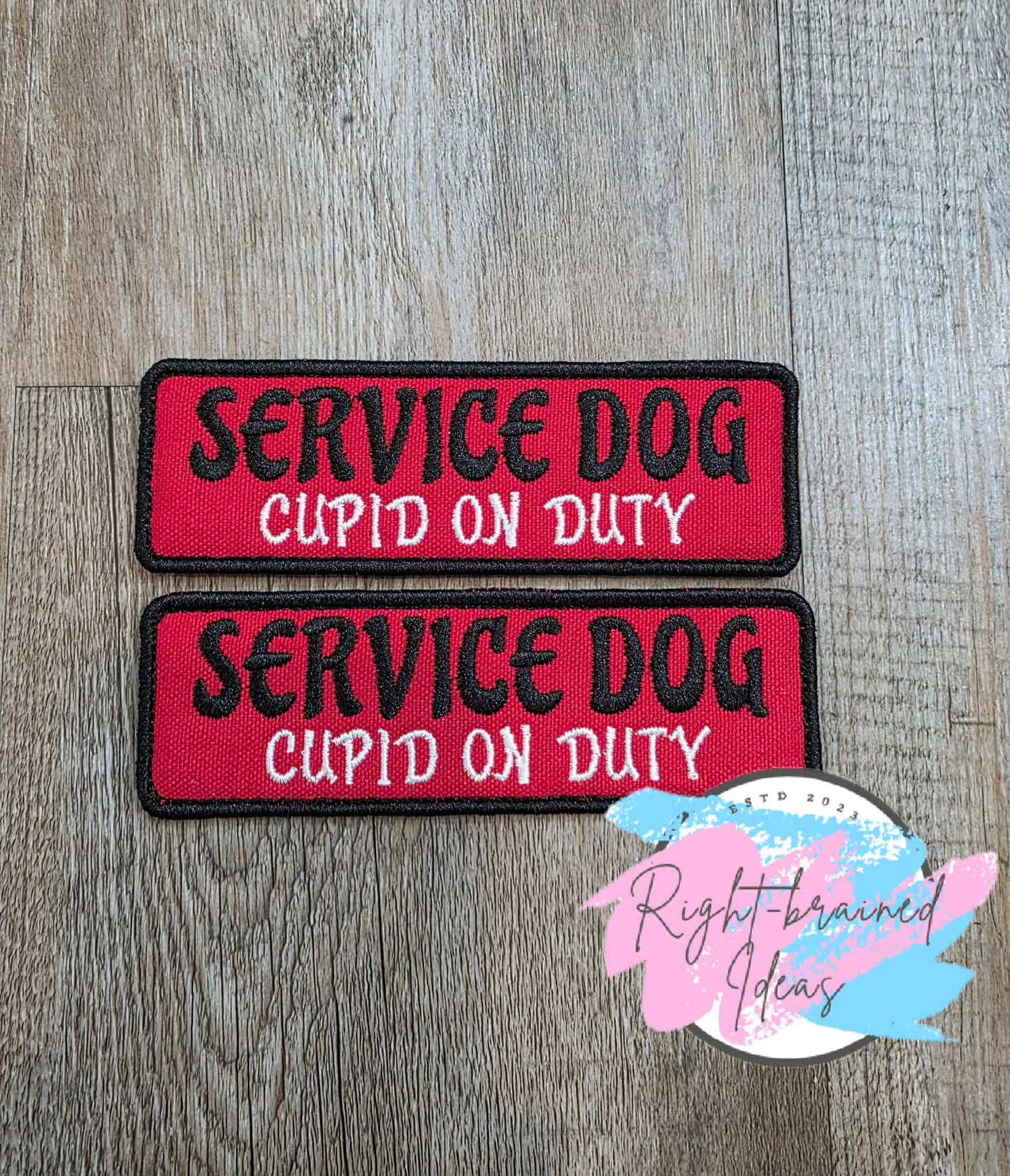 Conversation Heart Inspired Black And White On Red Canvas Four-piece Patch And Double-sided Patch Tab Set