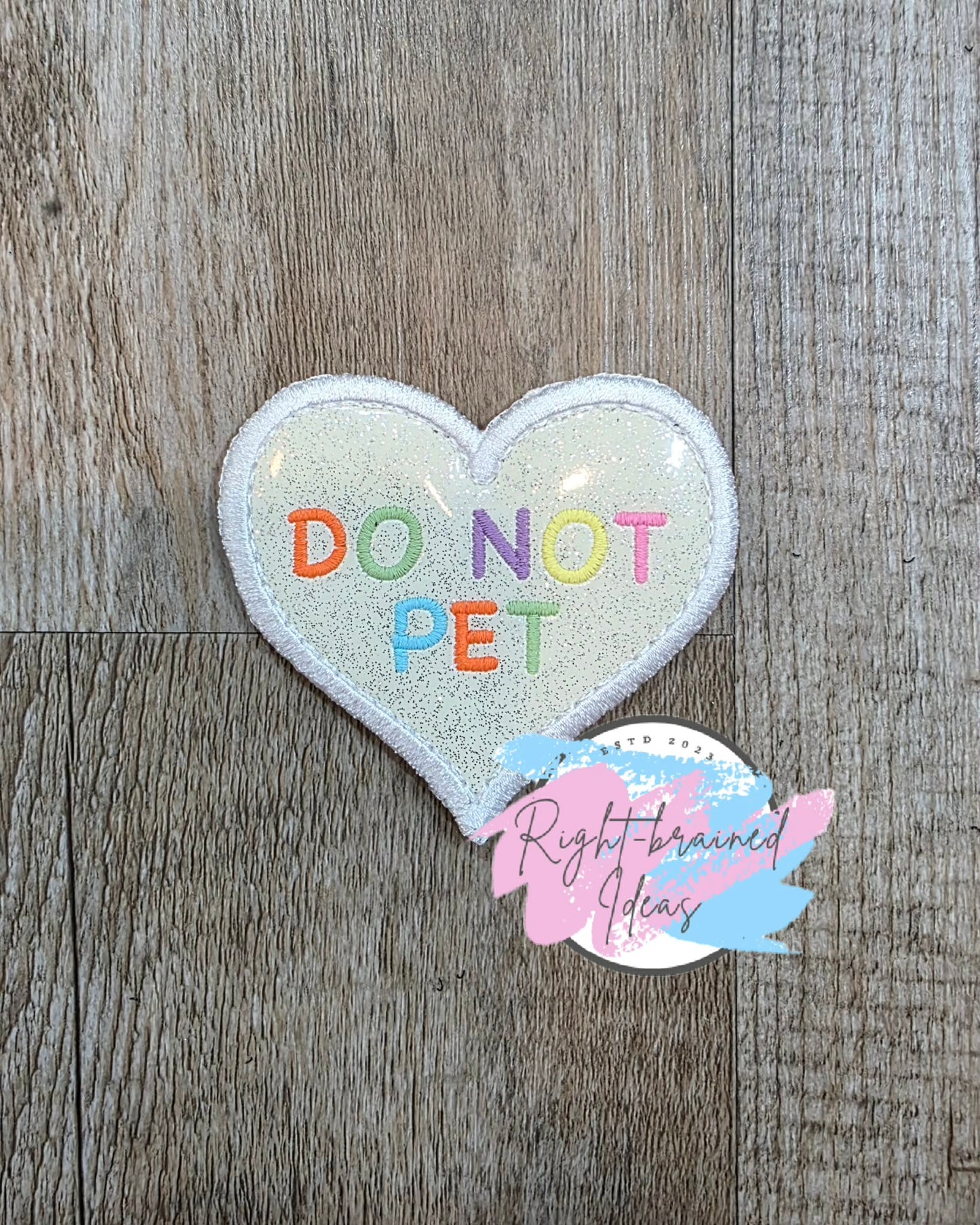 Spring Inspired Service Dog Do Not Pet Multi-colored Flat Matt Palette On Sparkle White Vinyl Four-piece Patch Set
