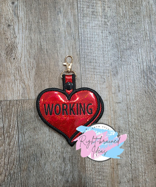 Valentine's Day Conversation Hearts Inspired Working Black On Red Metallic Vinyl Patch Tab