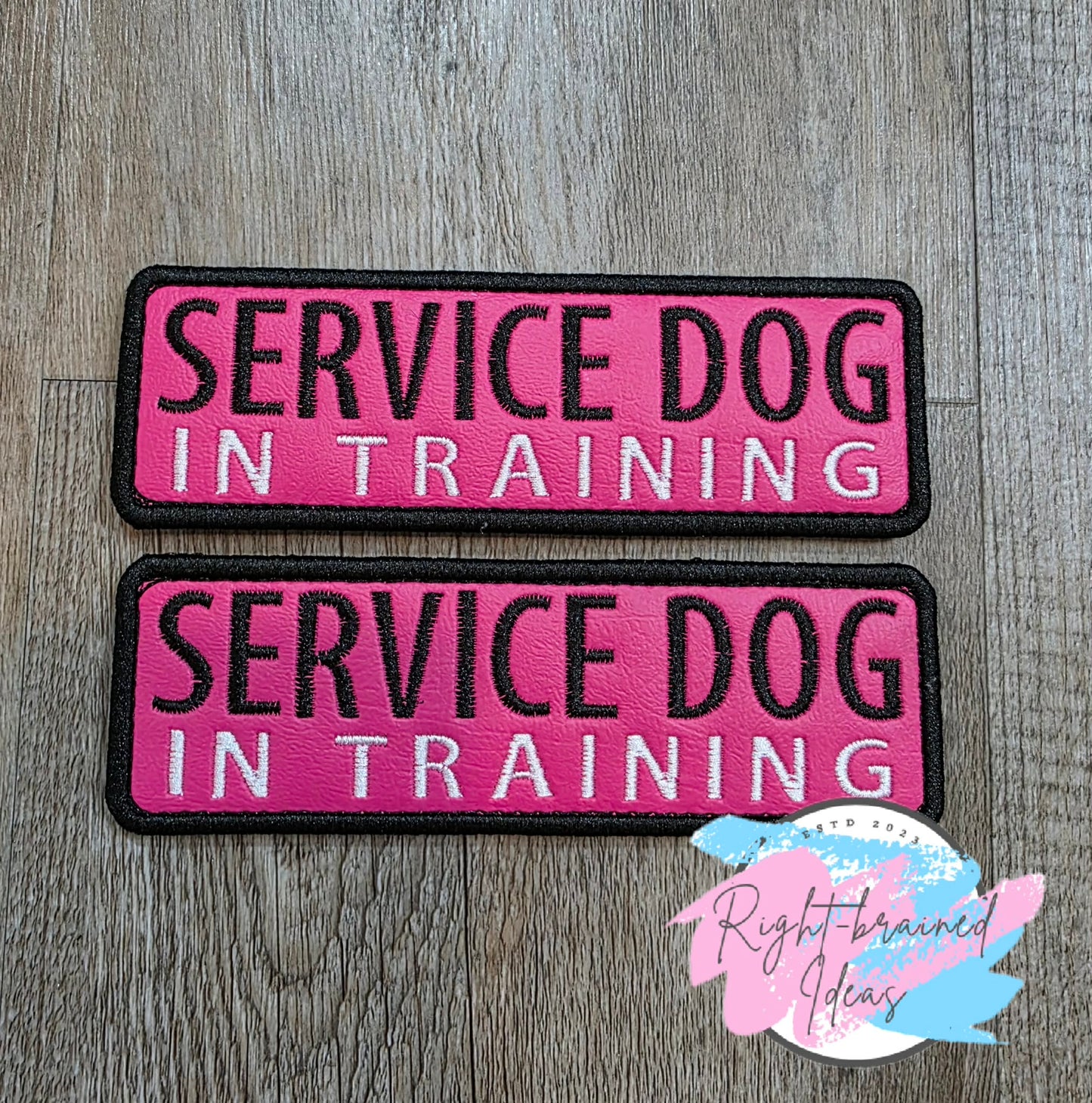 Service Dog Jumps To Alert Black And White On Hot Pink Denali Vinyl Four-piece Patch Set
