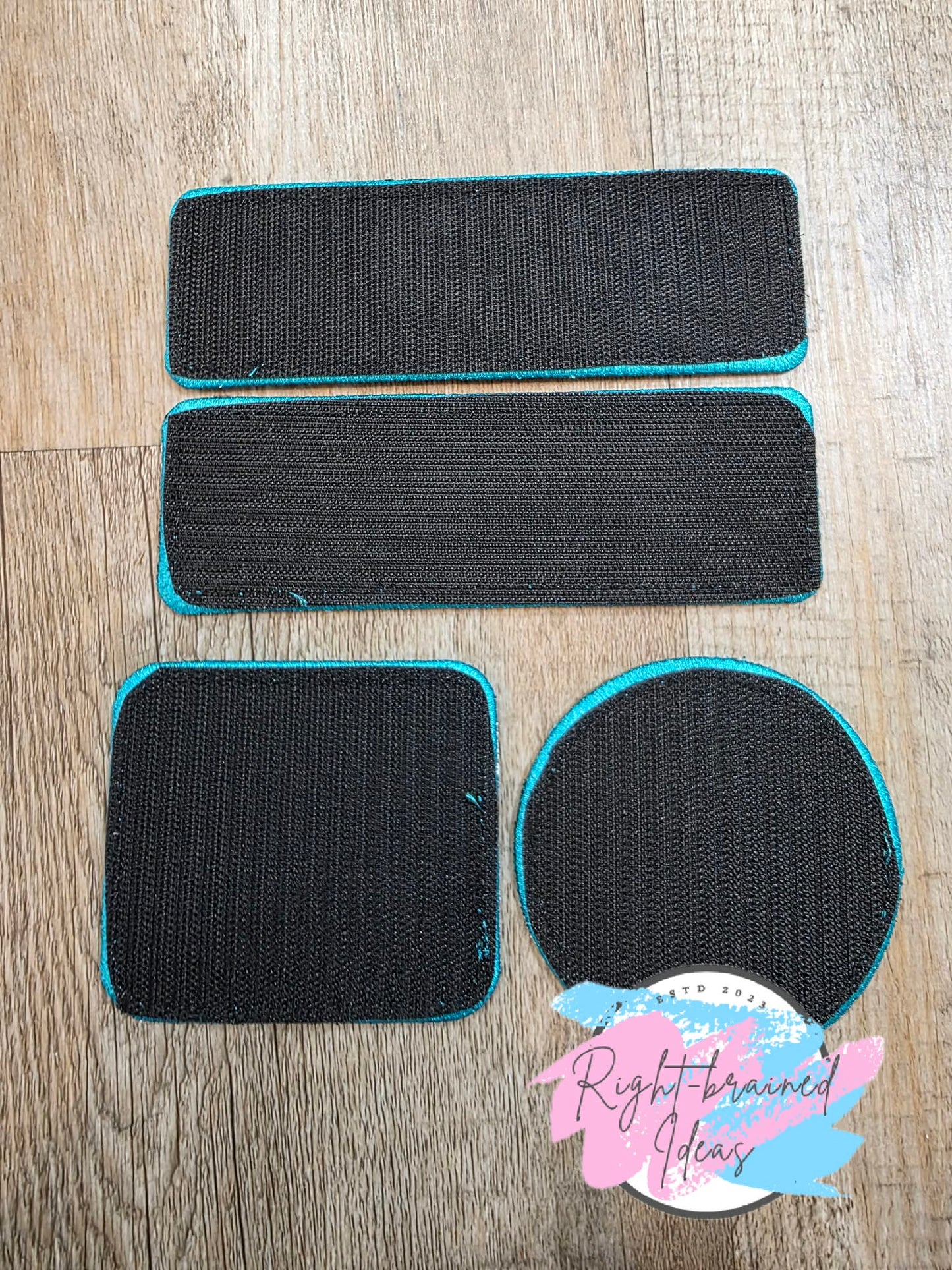 Service Dog In Training Teal And White On Lightweight High Performance Black Twill Four-piece Patch Set