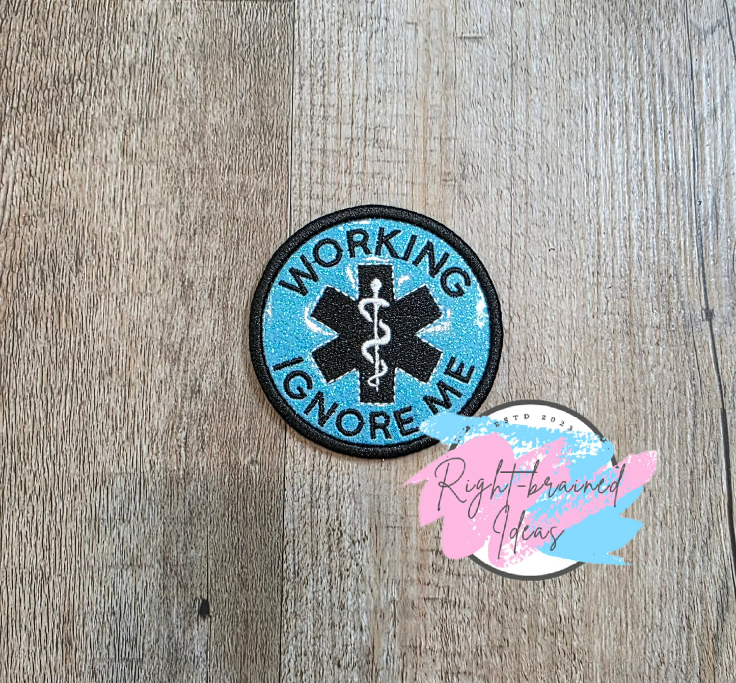 Service Dog Medical Alert Black And White On Sparkle Light Blue Vinyl Three-piece Patch Set