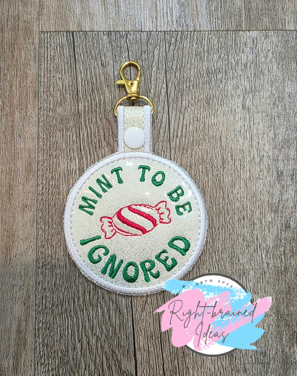 Peppermint Inspired Service Dog Sweet But Working Red And Green On Sparkle White Vinyl Four-piece Patch And Patch Tab Set
