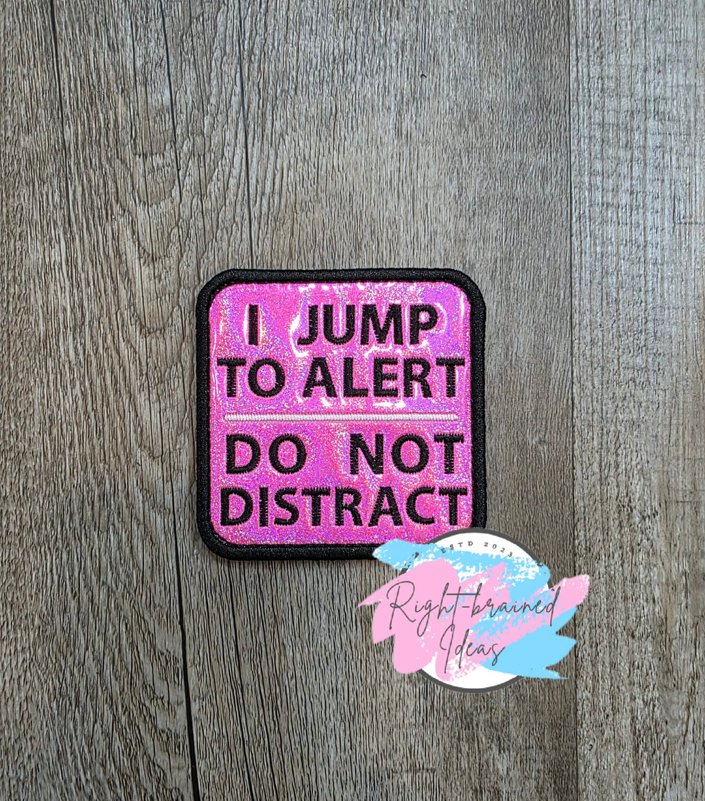 Service Dog Do Not Distract Black And White On Sparkle Pink Holographic Vinyl Five-piece Patch and Leash Wrap Set