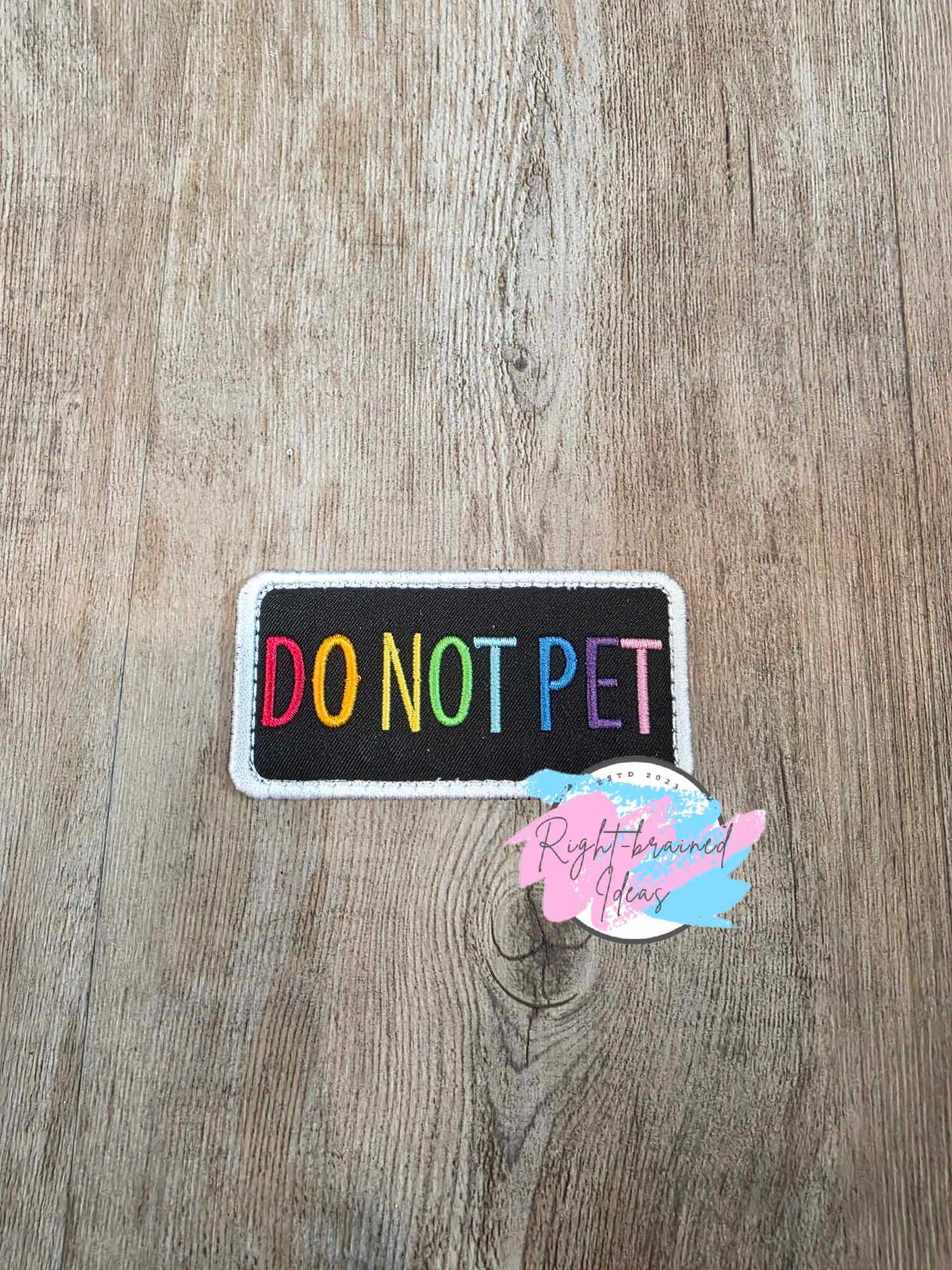 *Cosmetic Flaw* Multi-Purpose Service Dog Rainbow and White on Black Twill Five-piece Patch Set