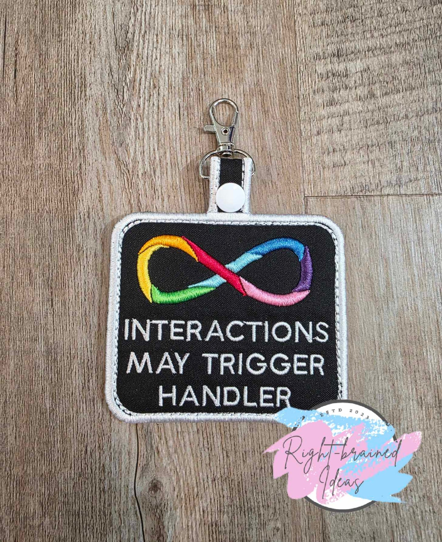 Autism Assistance Service Dog Rainbow And White On Black Light-Weight High Performance Twill Five-piece Patch and Patch Tab Set