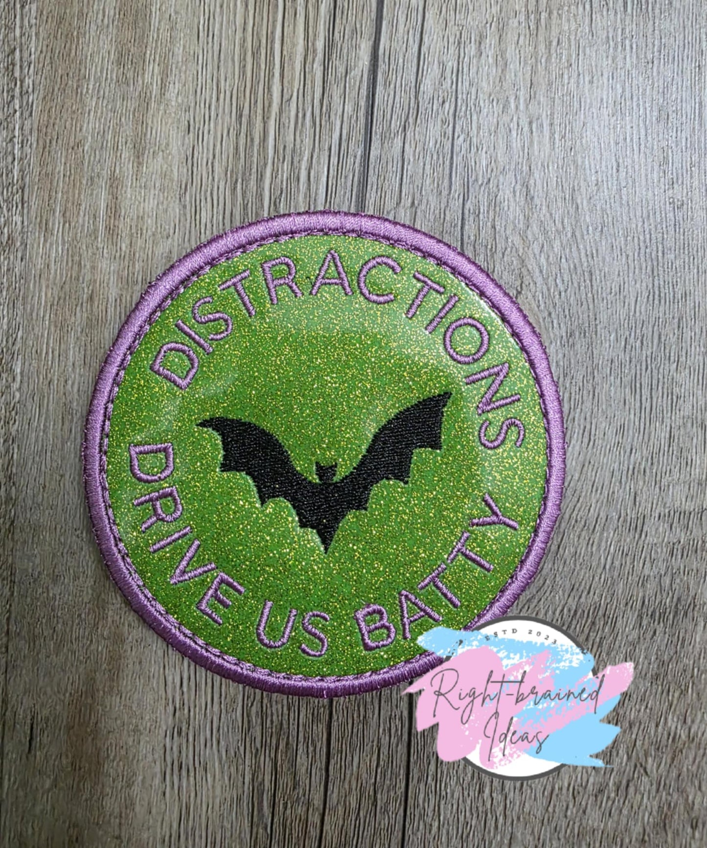 Do Not Pet Creepy Crawley Inspired Purple, Black and Glow-in-the-Dark White on Sparkle Lime Green Vinyl Four-piece Patch Set