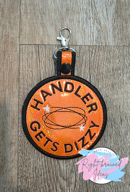 Handler Gets Dizzy Black And White On Sparkle Neon Orange Holographic Vinyl Patch Tab