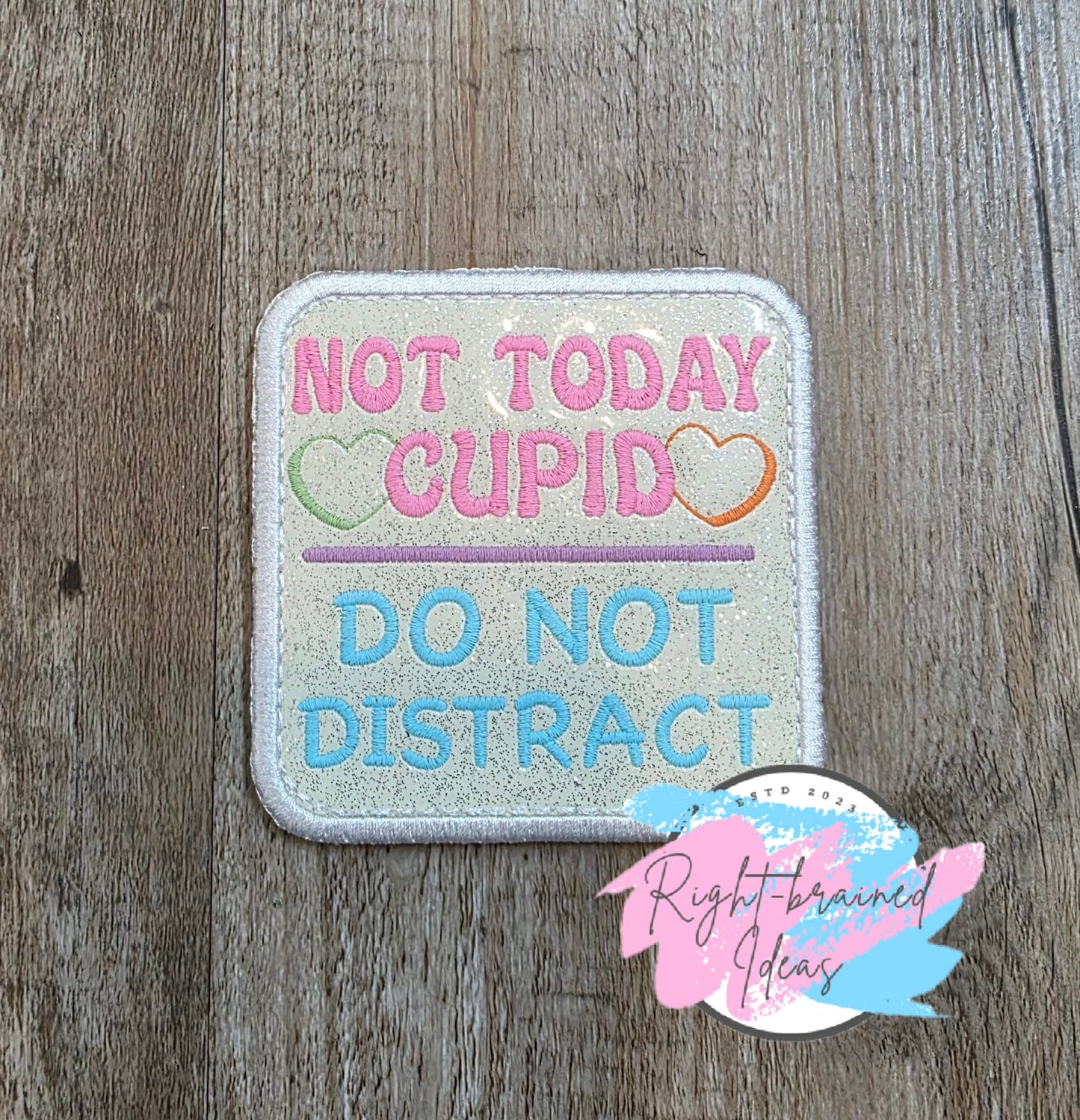 Frosted And Sweet Conversation Heart Inspired Service Dog Sweet But Working Multi-colored On Sparkle White Vinyl Four-piece Patch Set