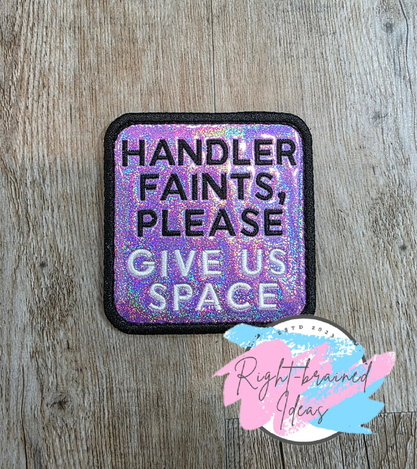 Service Dog Cardiac Alert Black And White On Sparkle Purple Holographic Vinyl Four-piece Patch Set