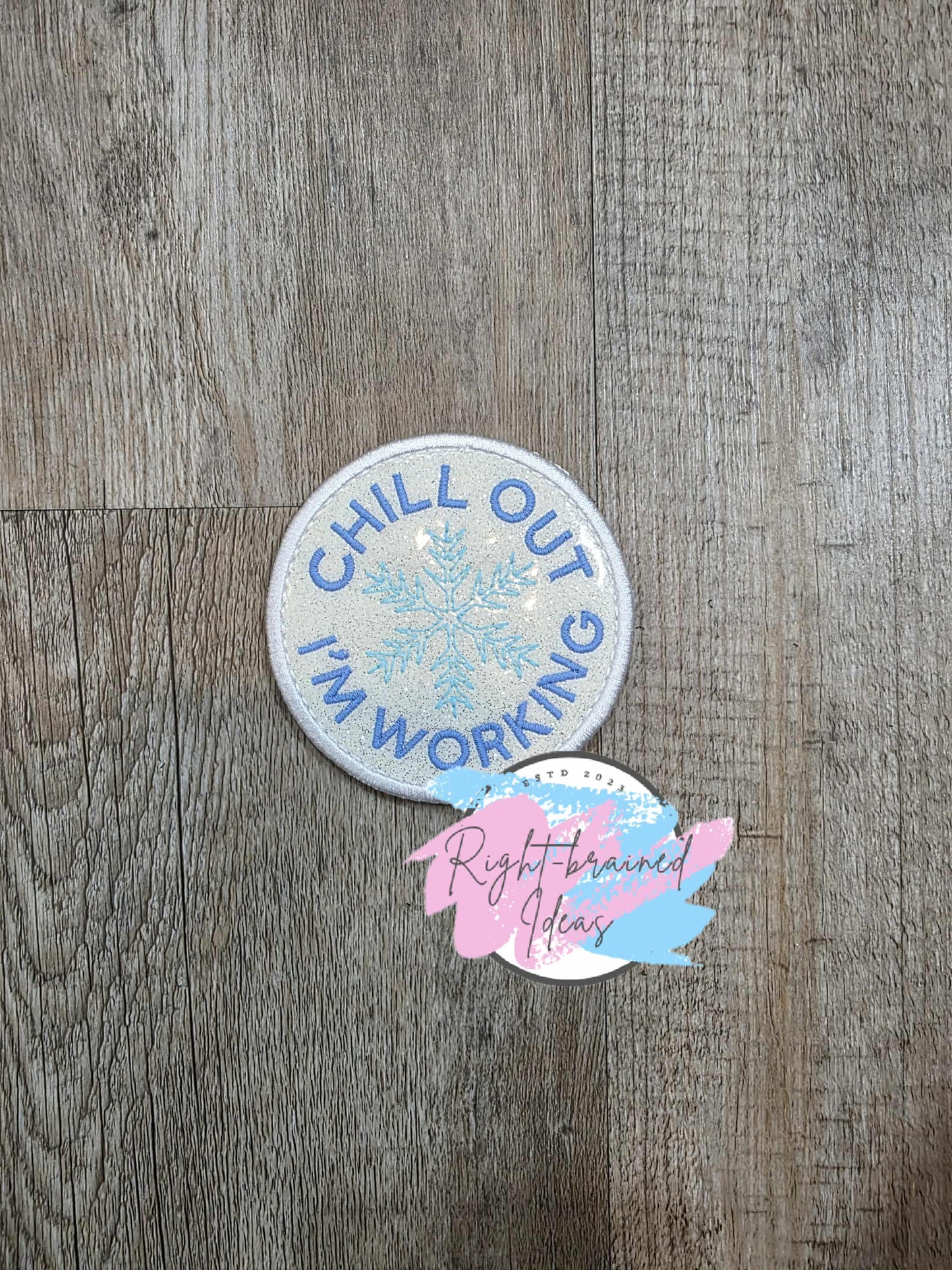 Frost Inspired Service Dog Flat Matt Periwinkle/Sky Blue On Sparkle White Vinyl Three-piece Patch Set