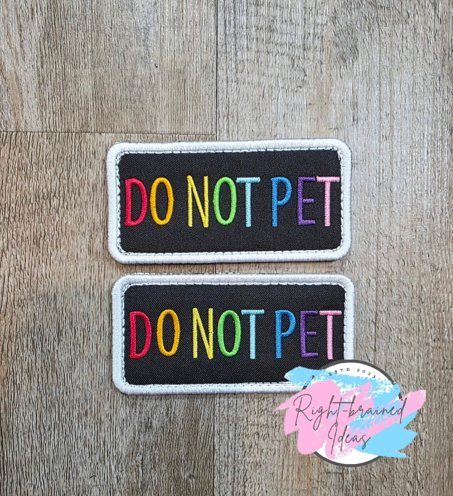 Neurodivergent Inspired Fun Size Rainbow And White On Lightweight High Performance Black Twill Three-piece Patch And Patch Tab Set