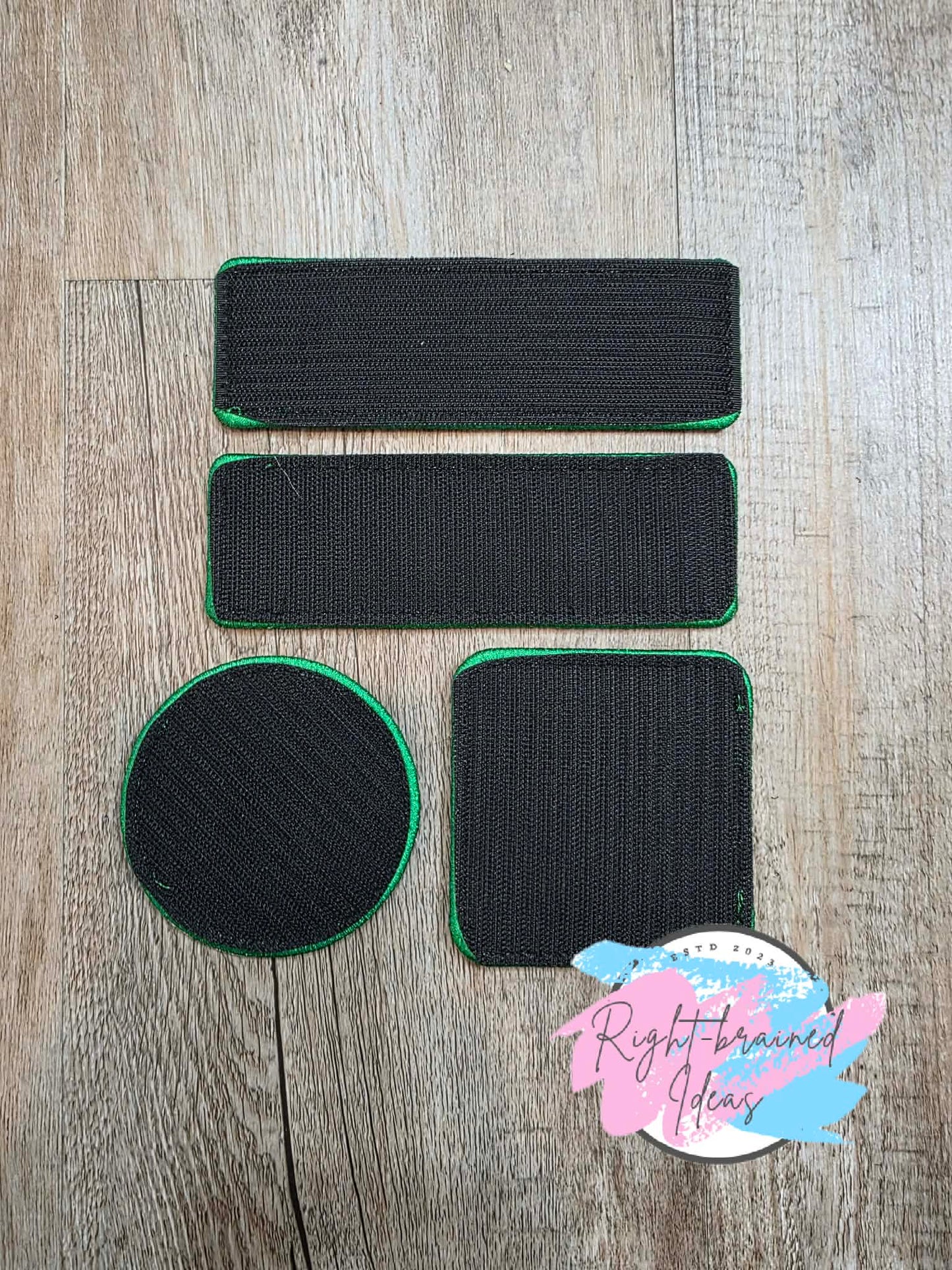 Service Dog Give Us Space Satin Green And White On Red Metallic Vinyl Four-piece Patch Set