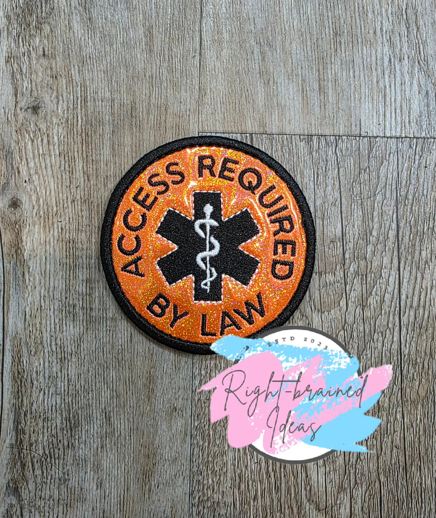 Service Dog Ignore Me White and Black On Sparkle Pink Holographic Vinyl Three-piece Patch Set
