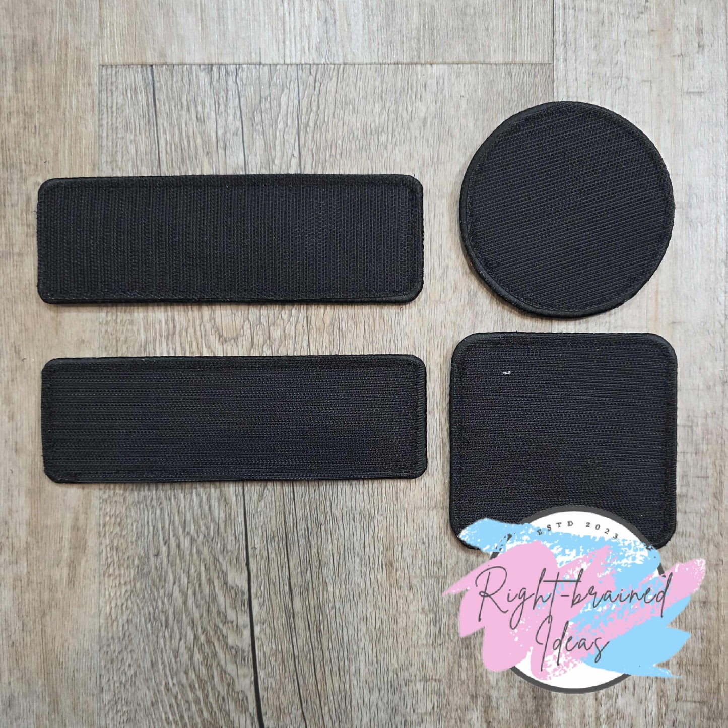 Service Dog Give Us Space Black And White On Sparkle Sky Blue Vinyl Five-piece Patch And Patch Tab Set