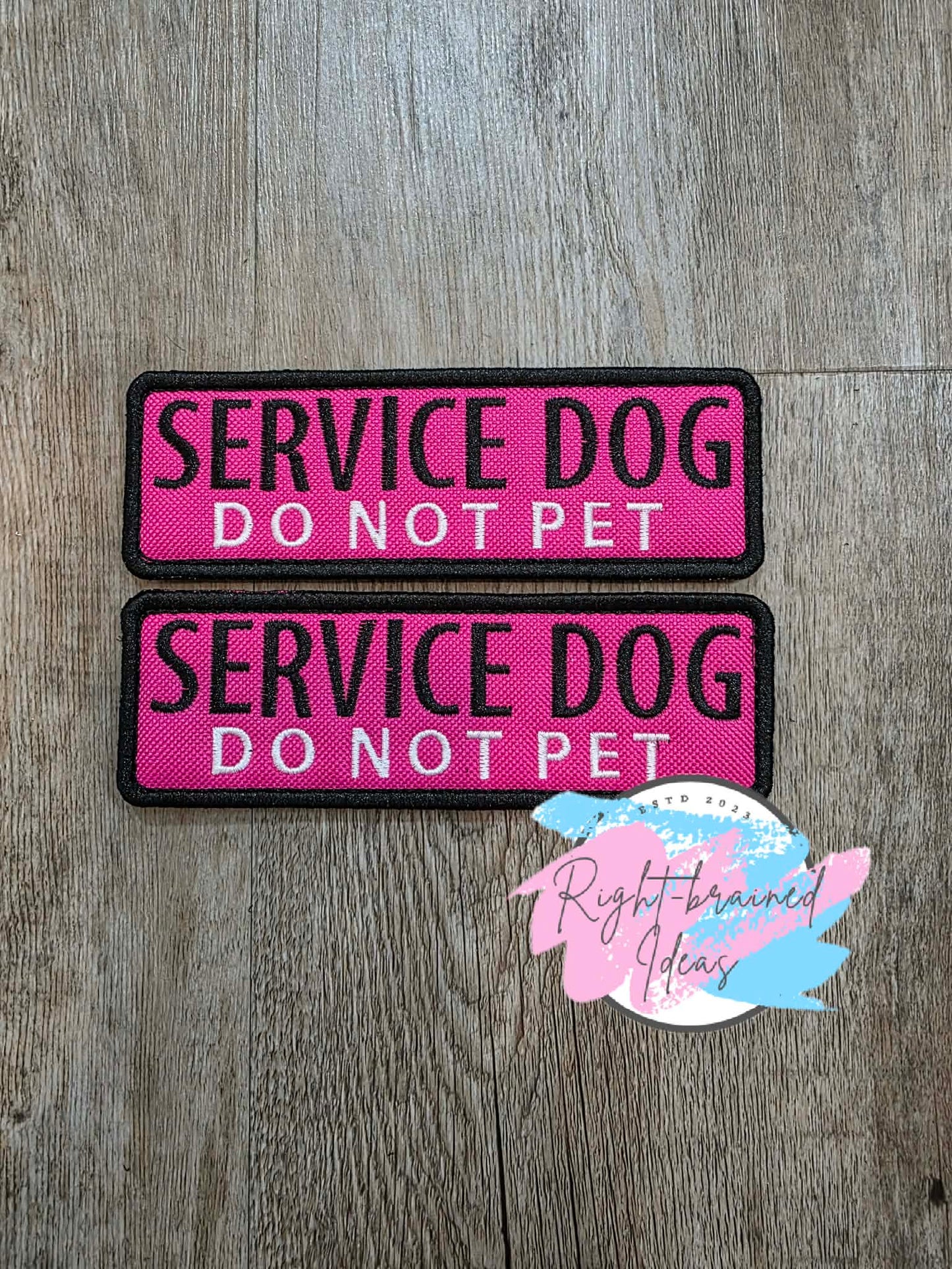 Service Dog On Duty Black And White On Fuchsia Ottertex Canvas Five-piece Patch And Leash Wrap Set