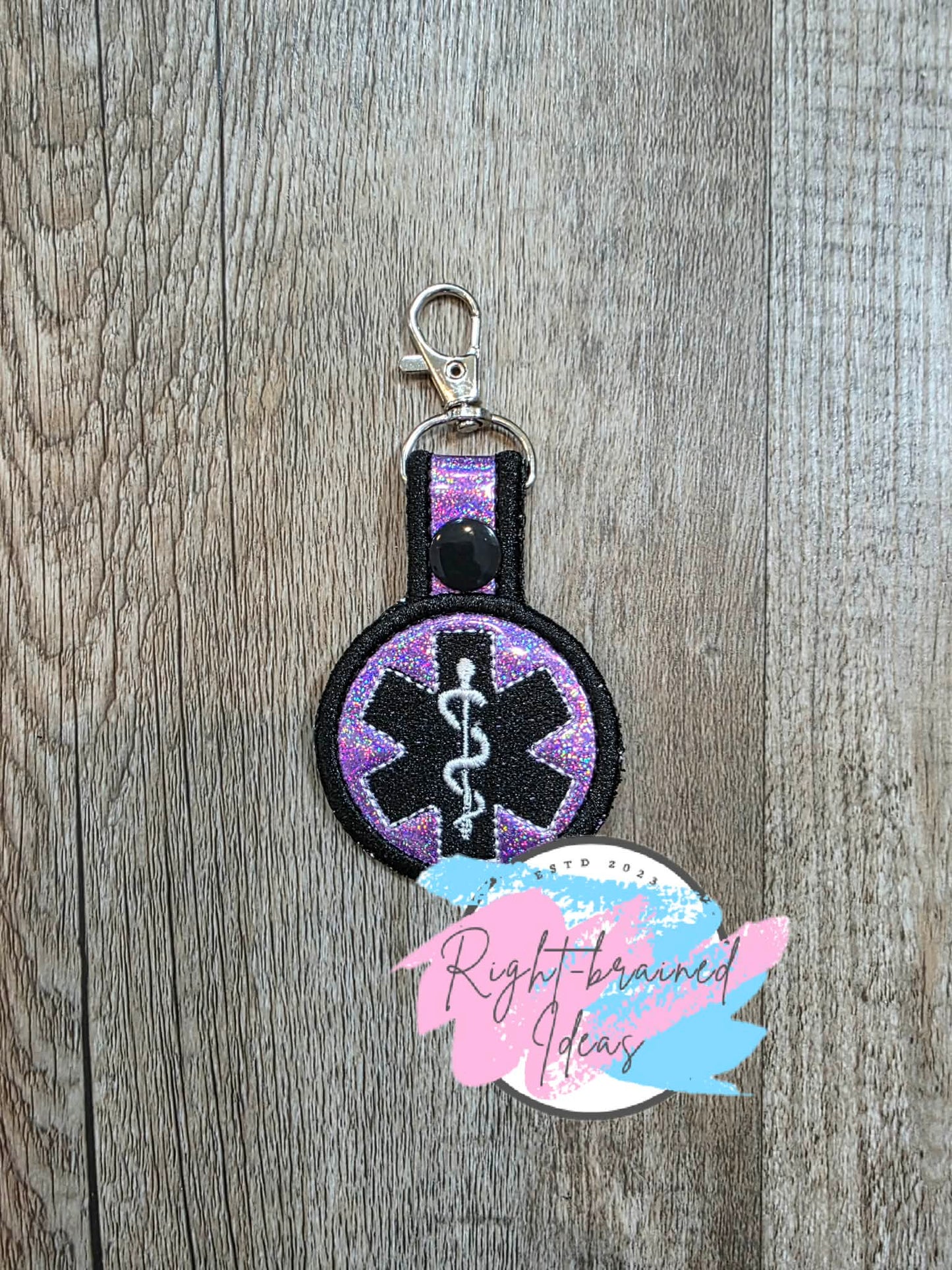 Medical Symbol White And Black On Spark Purple Holographic Vinyl Mini Patch Tab
