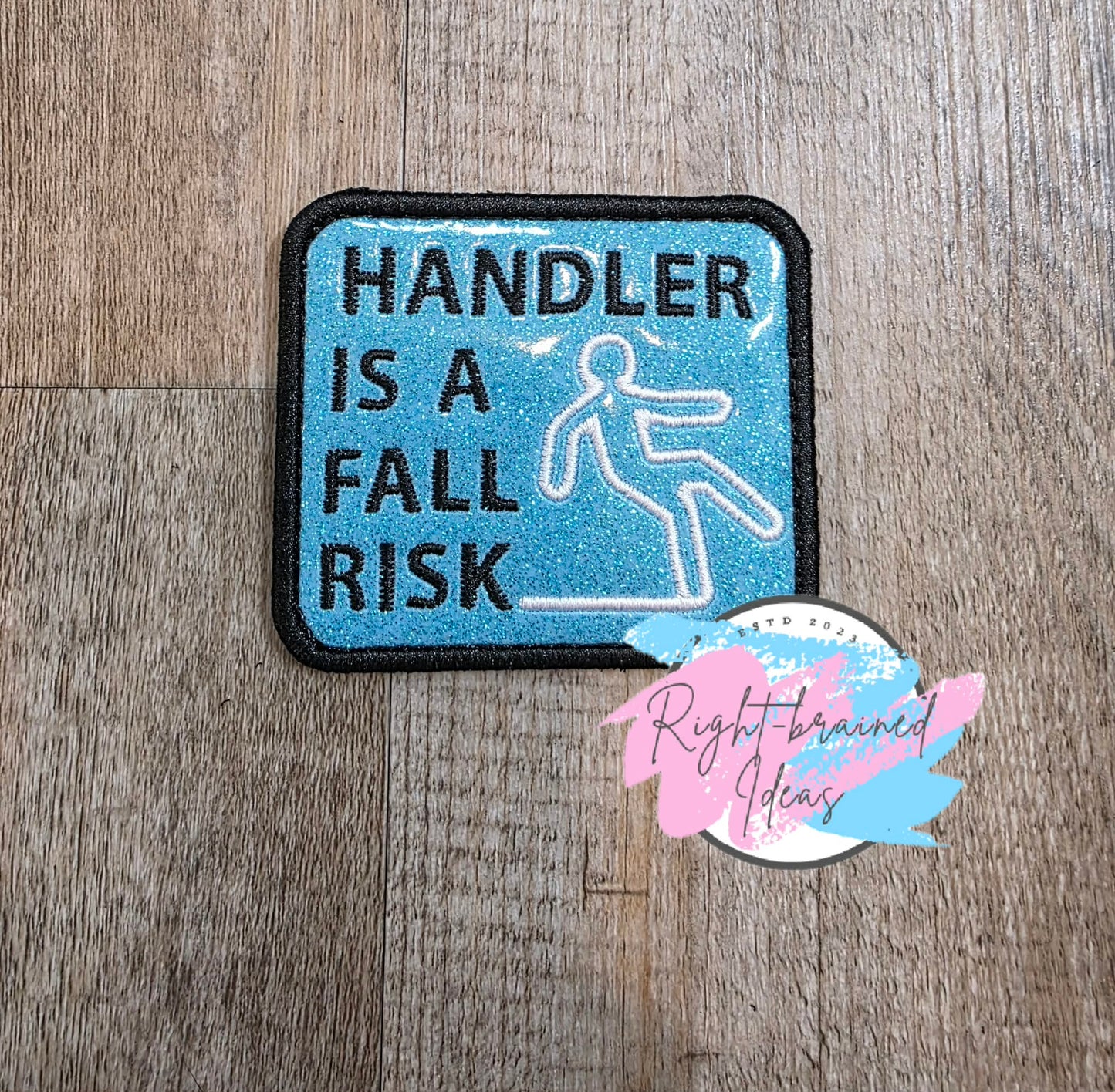 Service Dog Jump To Alert Black And White On Sparkle Light Blue Vinyl Four-piece Patch Set