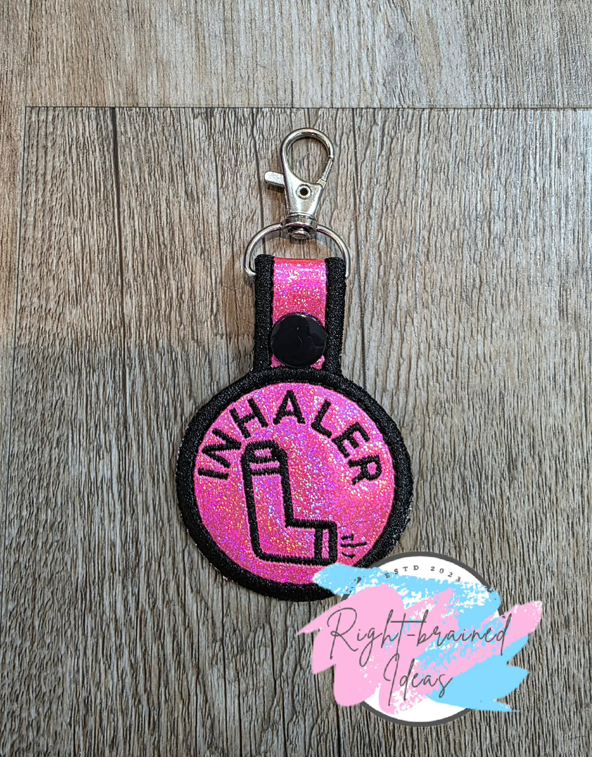 *Minor Flaw* Inhaler Black On Sparkle Pink Holographic Vinyl Mini Patch Tab