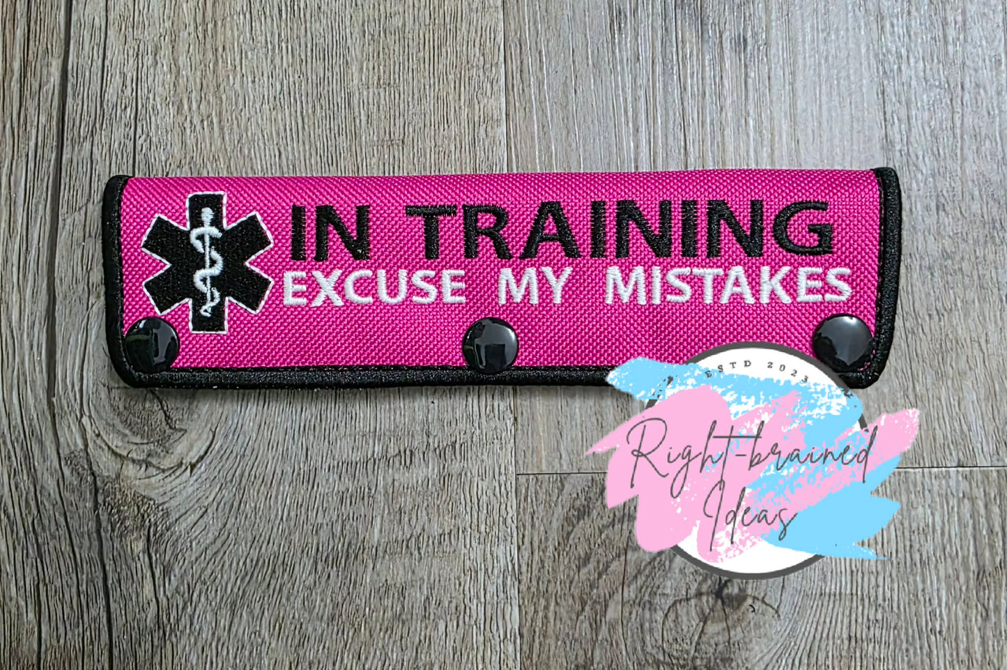In Training Black And Glow-In-The-Dark White On Fuchsia Ottertex Canvas Double-sided Leash Wrap