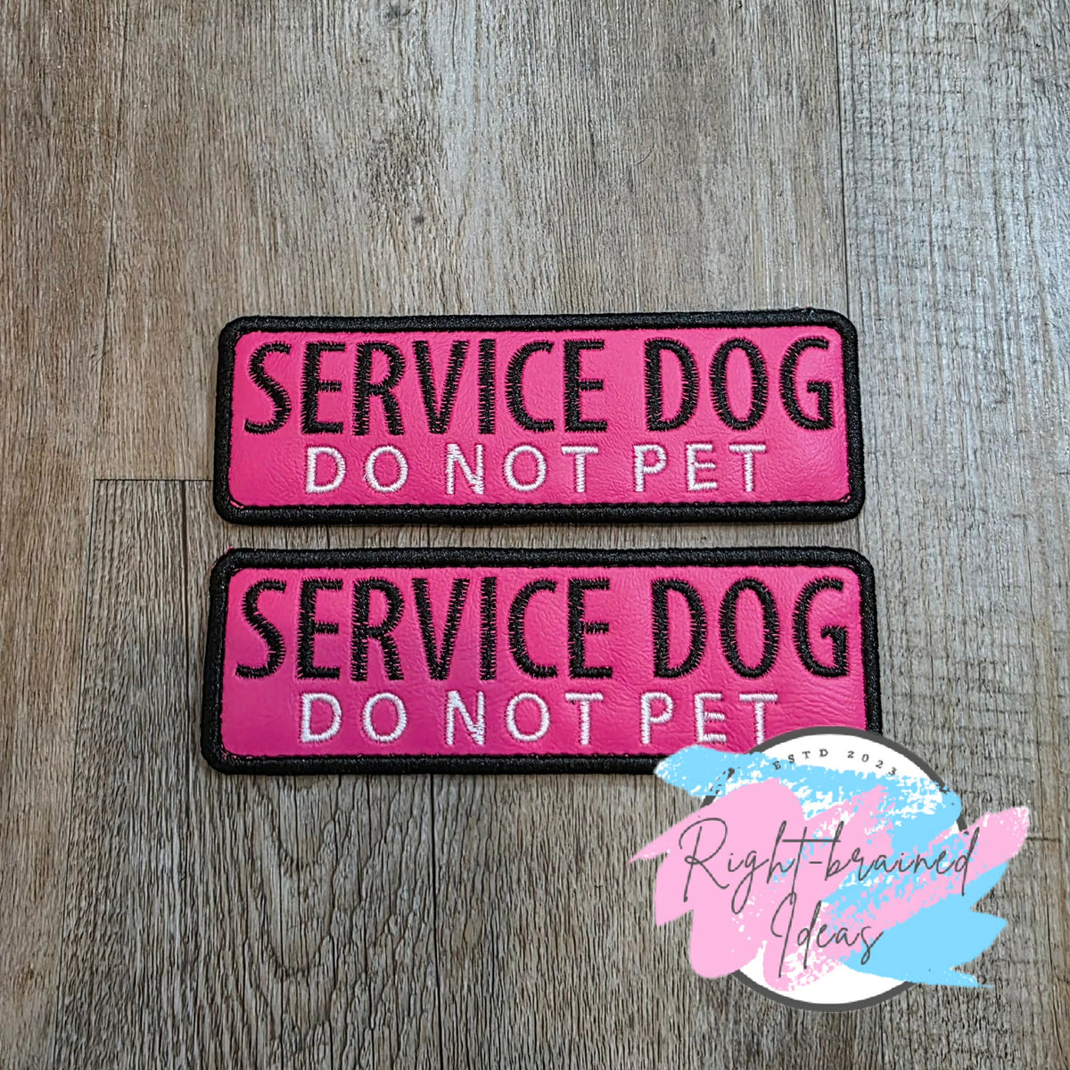 Service Dog Do Not Pet Black And White On Hot Pink Denali Vinyl Four-piece Patch Set