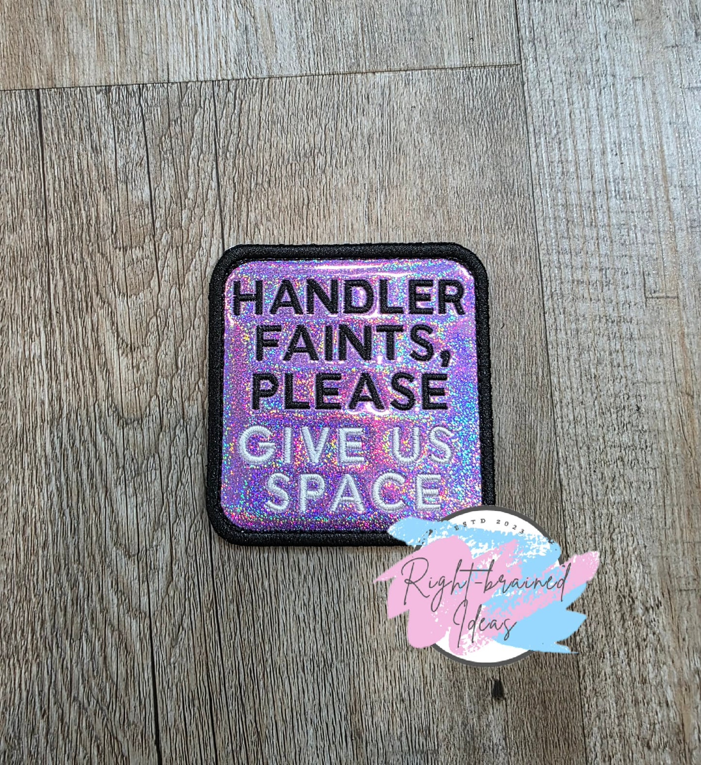 Service Dog In Training Black And White On Sparkle Purple Holographic Vinyl Four-piece Patch Set