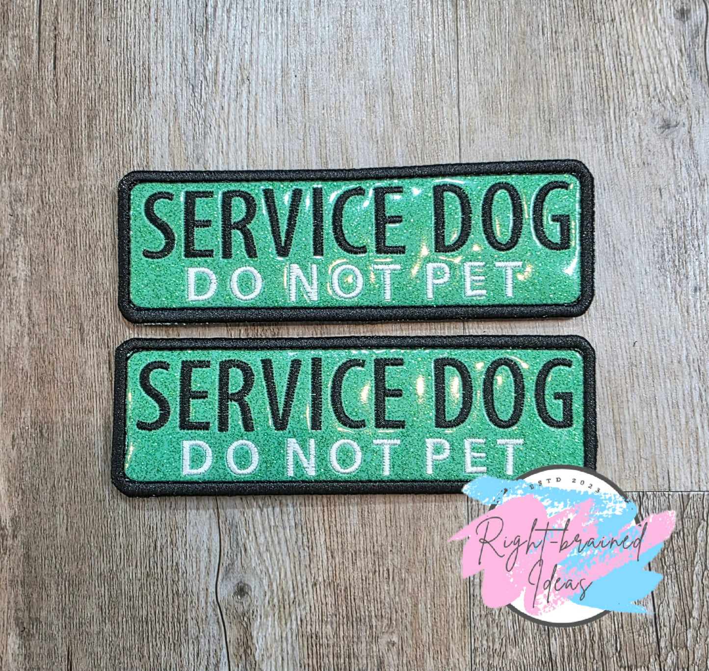 Service Dog Do Not Pet White And Black On Sparkle Moss Green Four-piece Patch Set