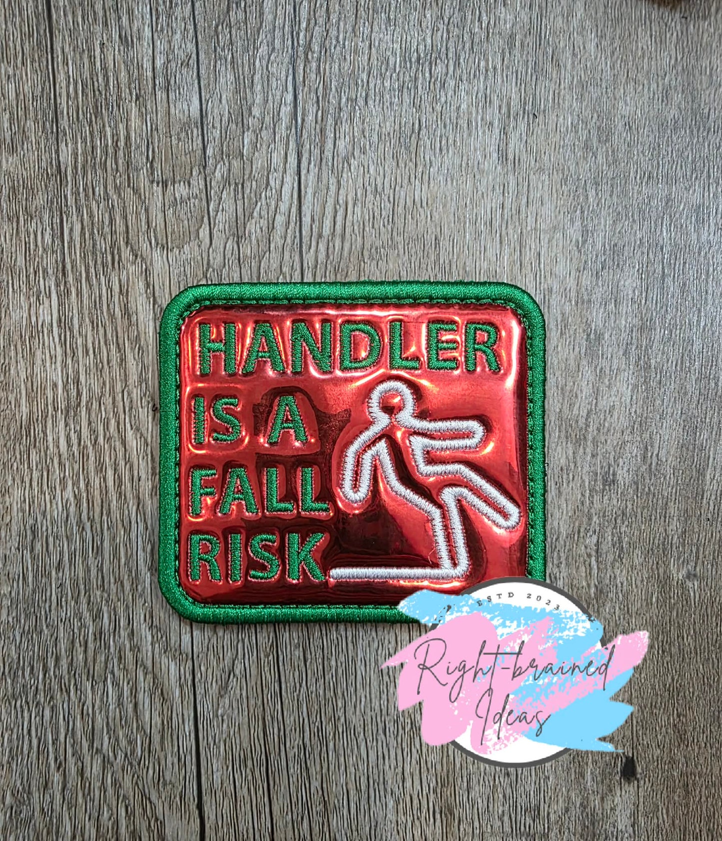 Service Dog Ignore Me Satin Green And White On Red Metallic Vinyl Four-piece Patch Set