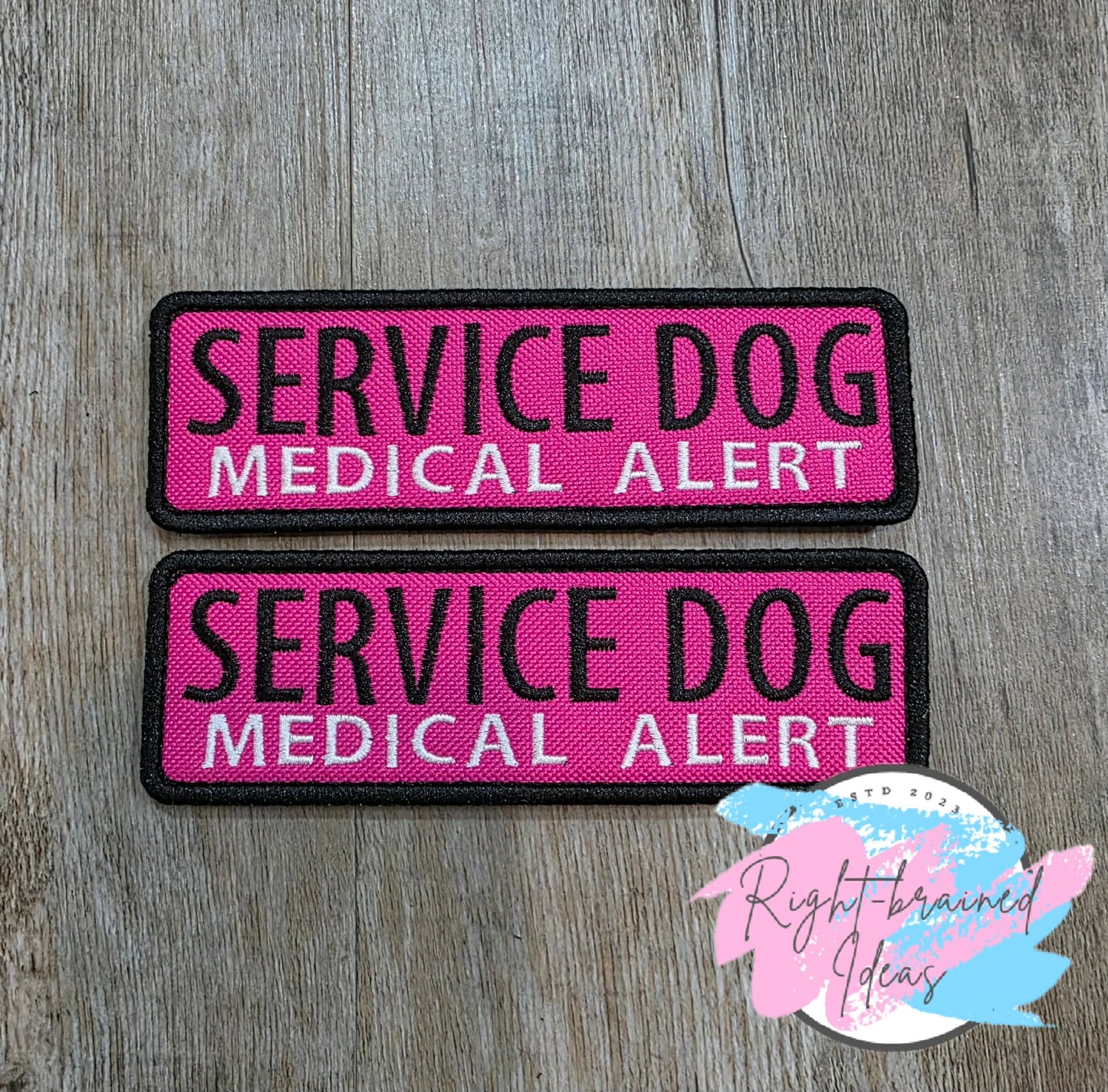 Service Dog Medical Alert White And Black On Fuchsia Ottertex Canvas Five-piece Patch And Patch Tab Set