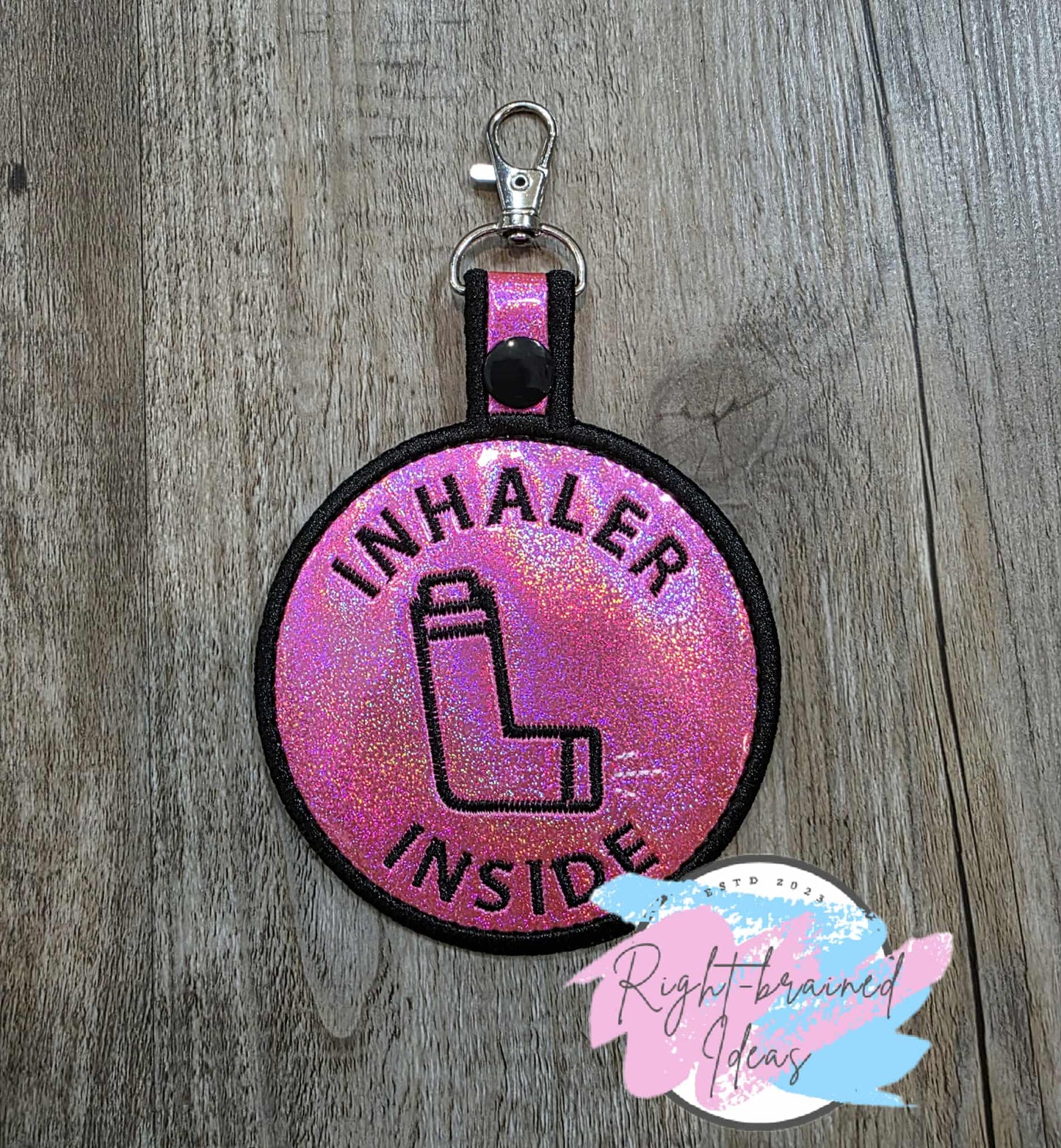Inhaler Inside Sparkle Pink Holographic Vinyl Patch Tab
