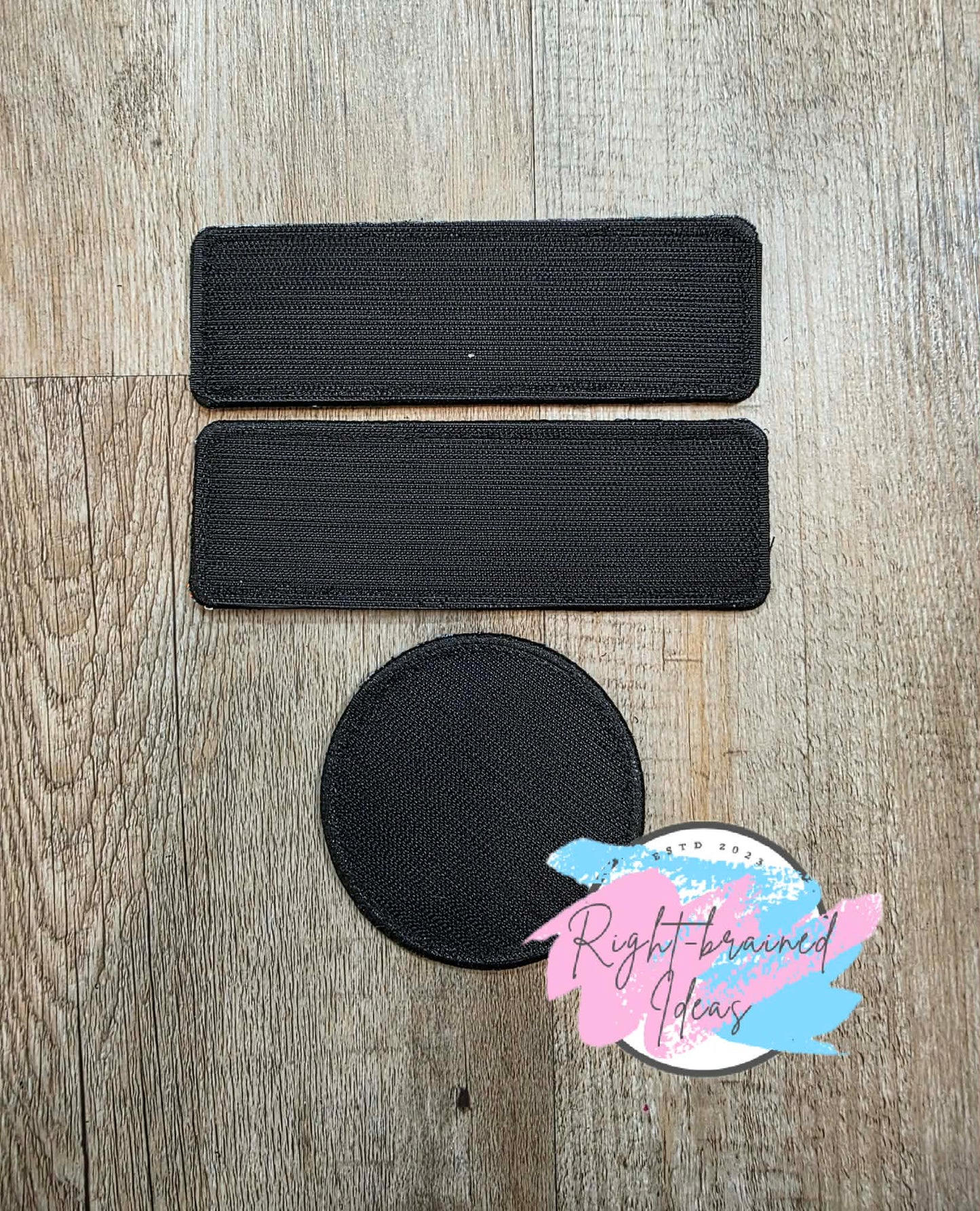 Psychiatric Service Dog Black And White On Sparkle Light Pink Vinyl Three-piece Patch Set