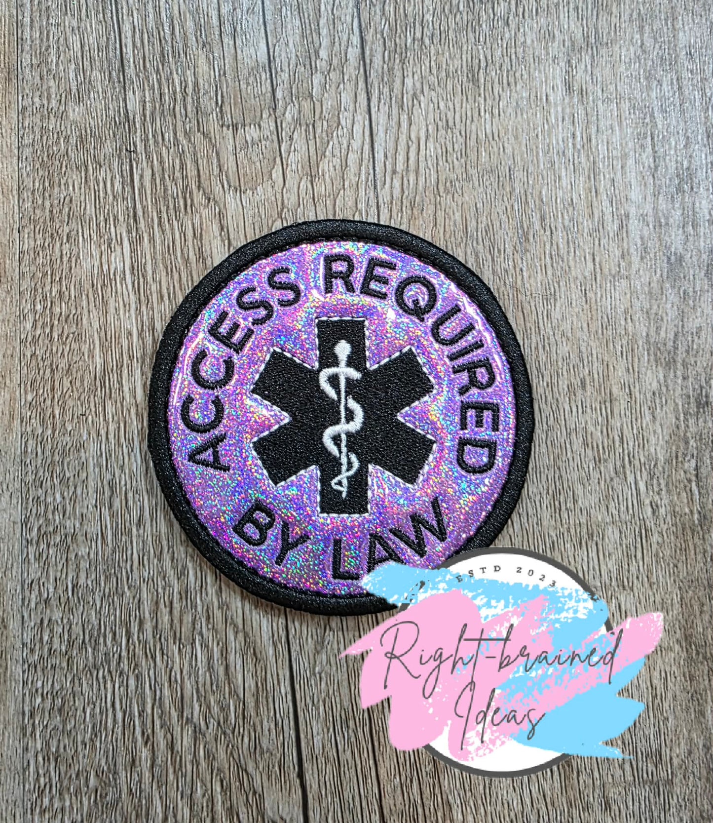 Service Dog In Training White And Black On Sparkle Purple Holographic Vinyl Four-piece Patch Set