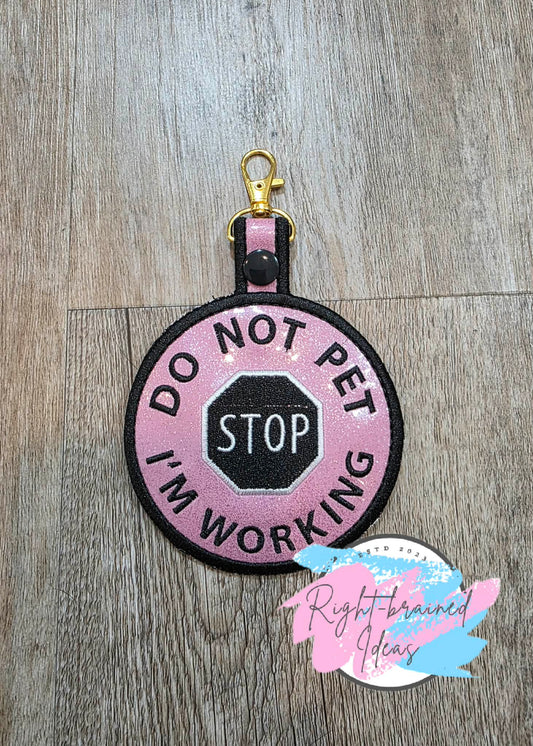 *Minor Flaw* Do Not Pet Black And White On Sparkle Light Pink Vinyl Patch Tab