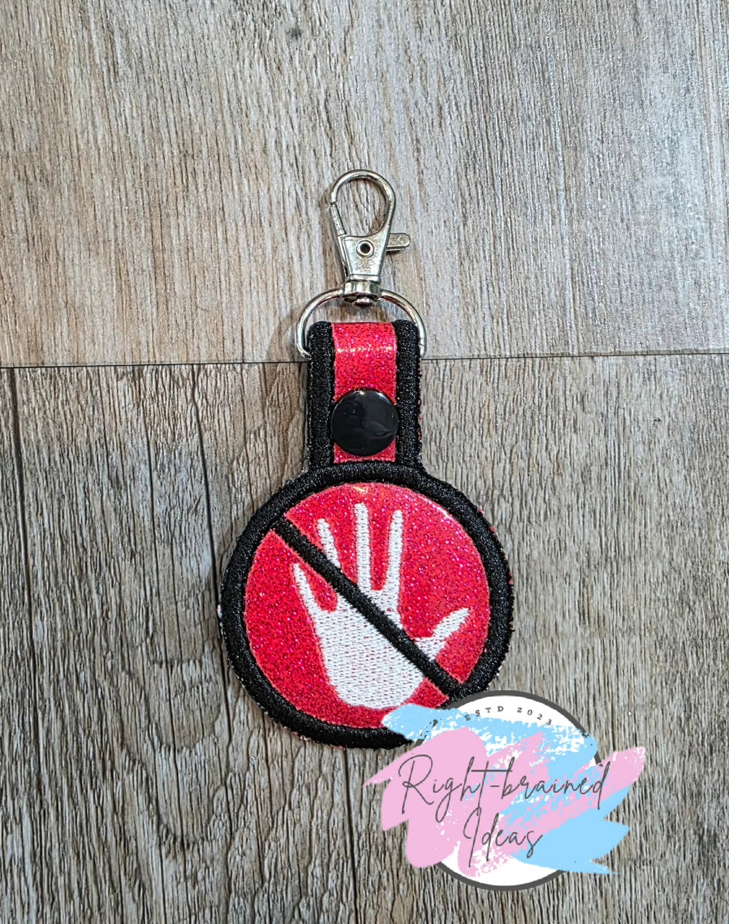 No Touching White And Black On Sparkle Red Vinyl Mini Patch Tab