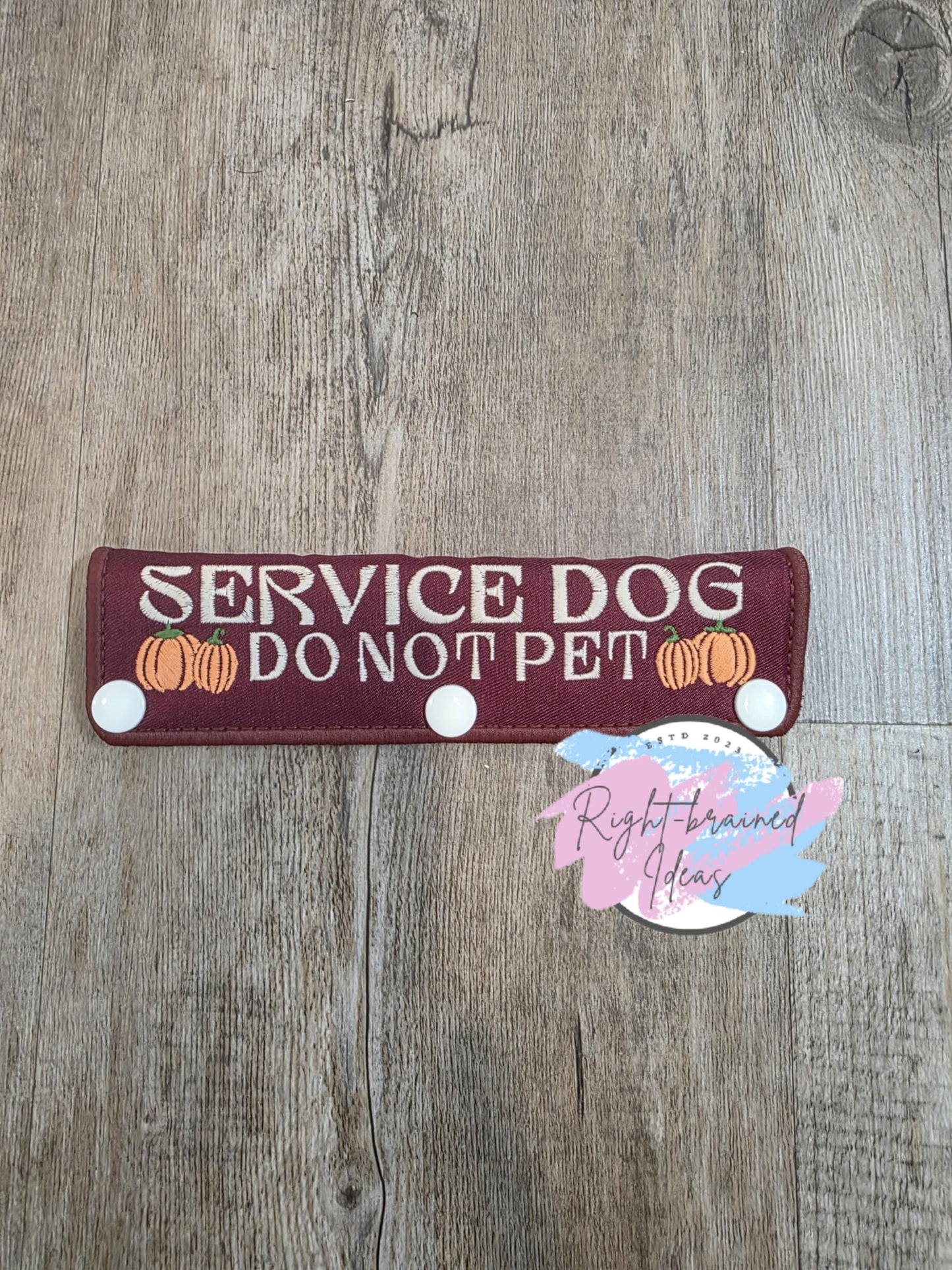 Autumn Inspired Service Dog Fall Matt Palette Of Colors On Maroon Lightweight High Performance Twill Five-piece Patch And Leash Wrap Set