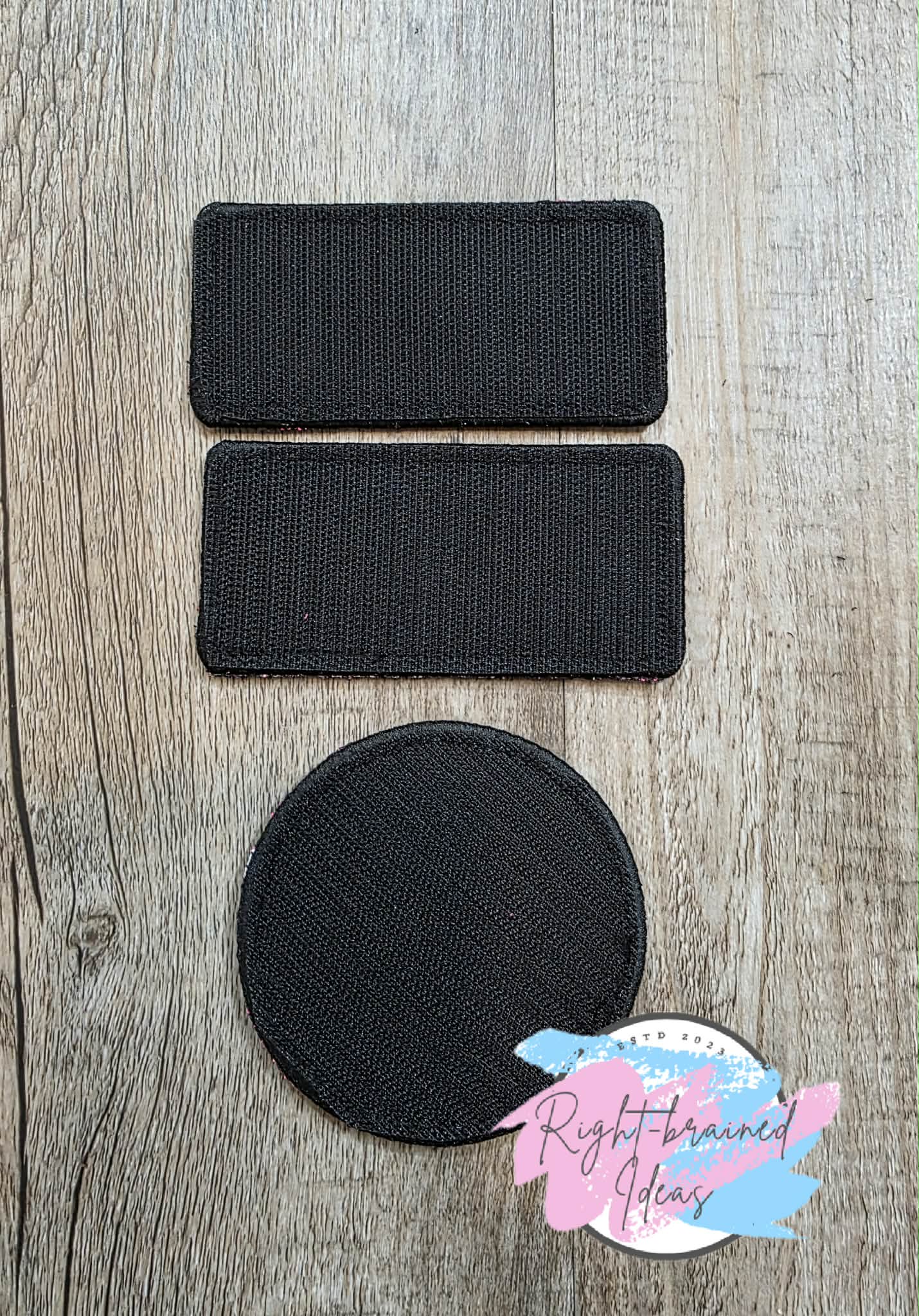 Fun Size Service Dog Medical Alert/Mobility Black And White On Hot Pink Denali Vinyl Three-piece Patch Set