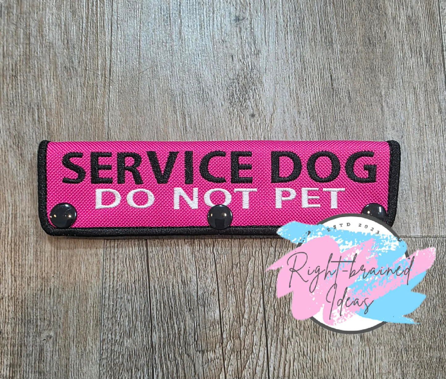 Service Dog Do Not Pet Black And White On Fuchsia Ottertex Canvas Five-piece Patch and Leash Wrap Set