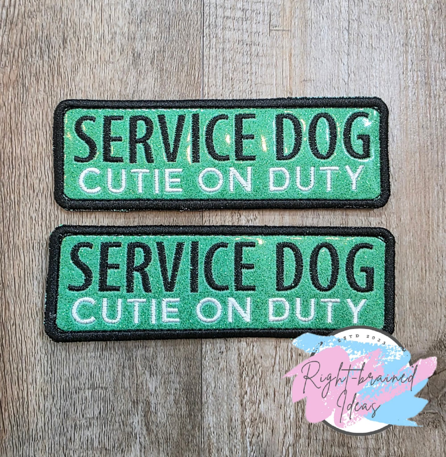 Cutie On Duty Service Duty White And Black On Sparkle Moss Green Vinyl Three-piece Patch Set