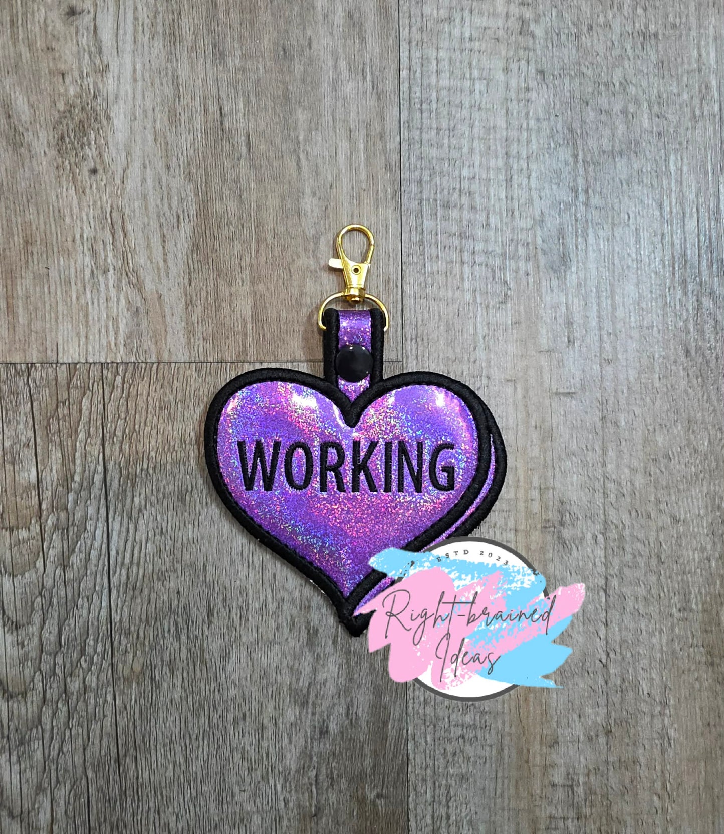 Valentine's Day Conversation Hearts Inspired Working Black On Sparkle Purple Holographic Vinyl Patch Tab