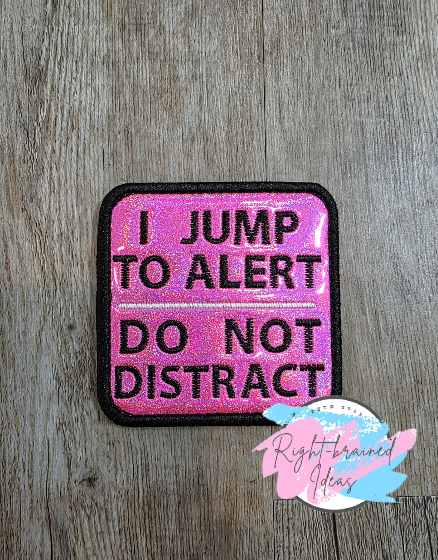 Service Dog Do Not Pet Black And White On Sparkle Pink Holographic Vinyl Four-piece Patch Set