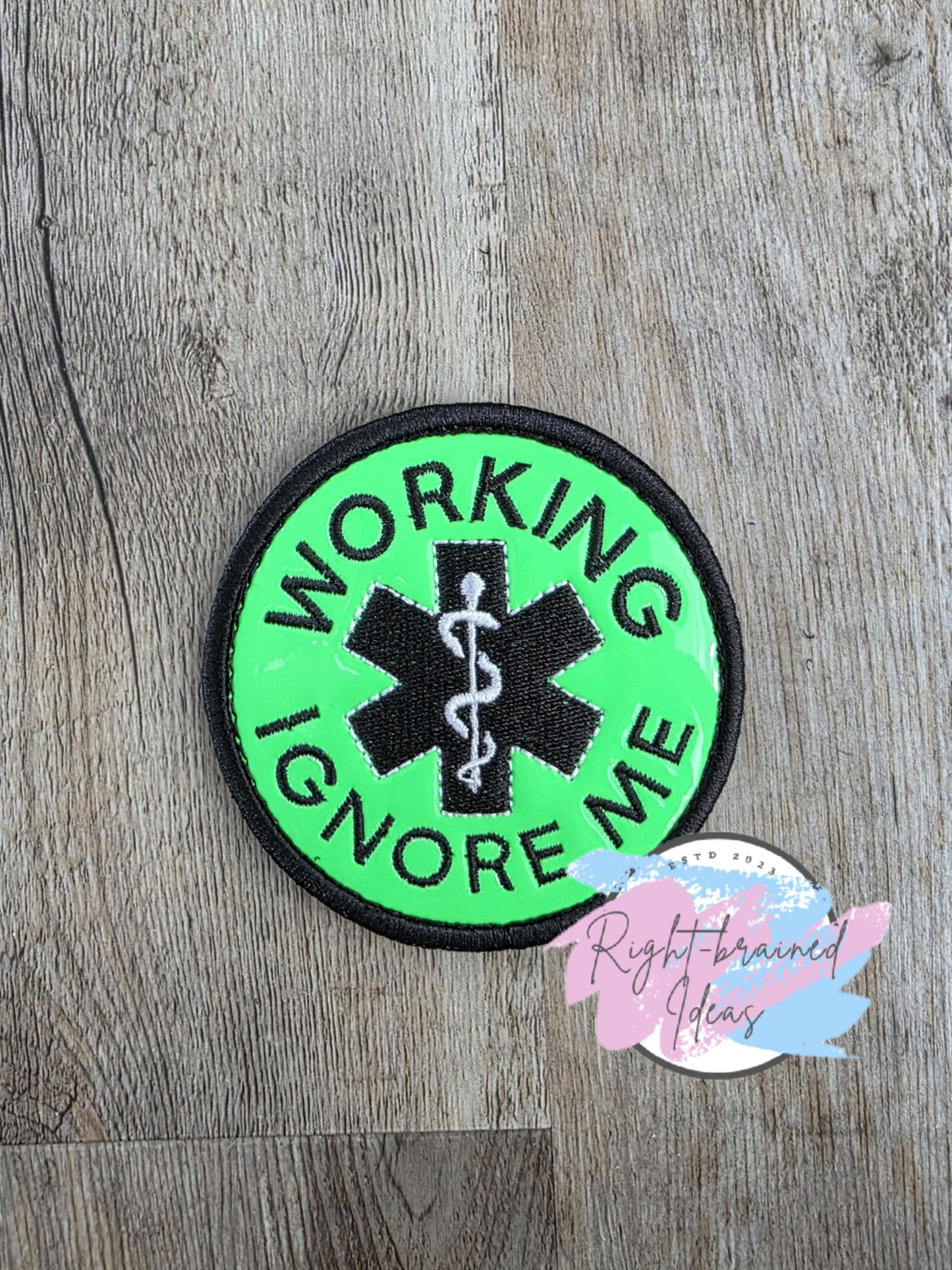 Service Dog Medical Alert Black and White On Neon Green Vinyl Three-piece Patch Set