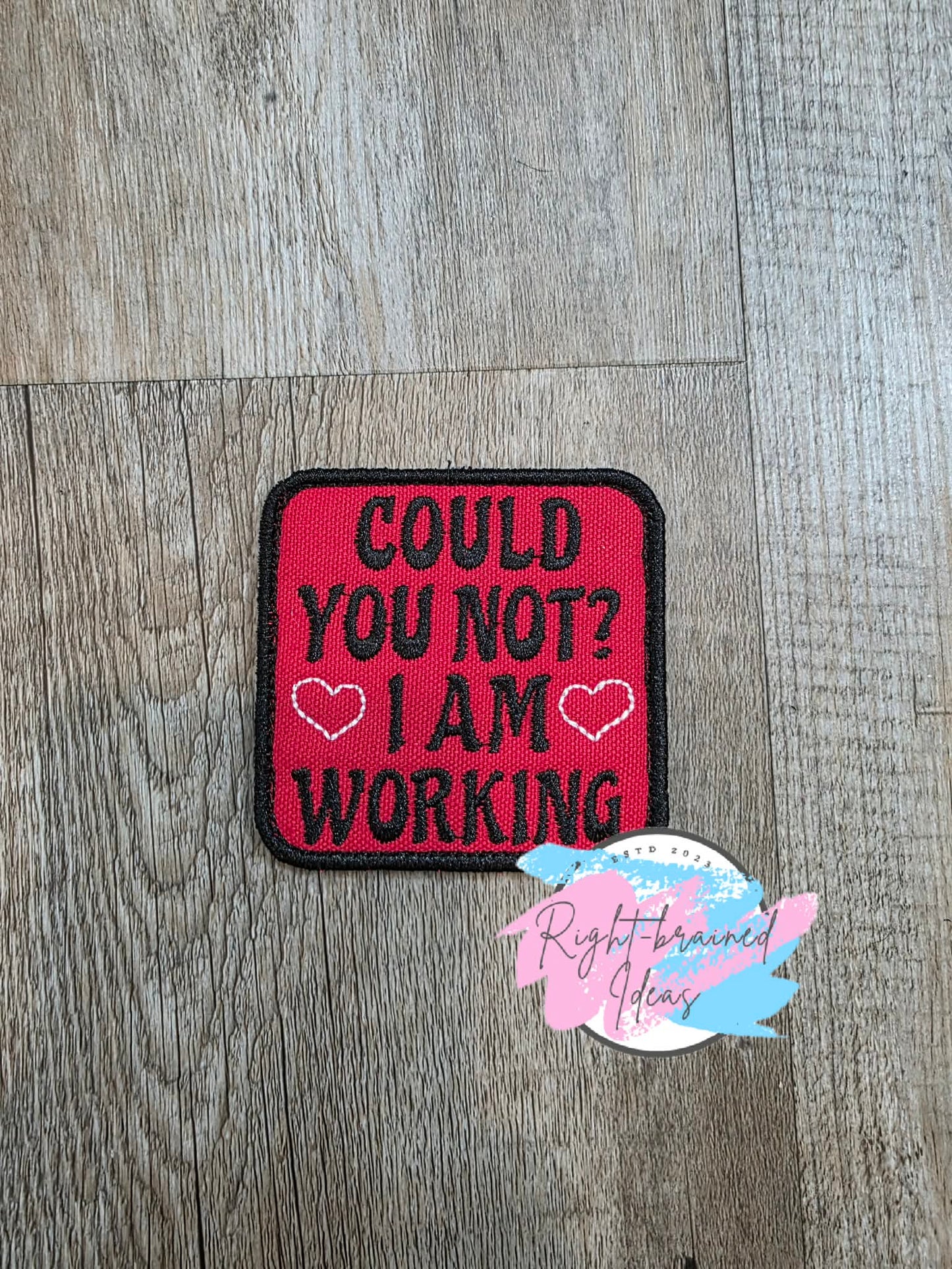 Conversation Heart Inspired Black And White On Red Canvas Four-piece Patch And Double-sided Patch Tab Set