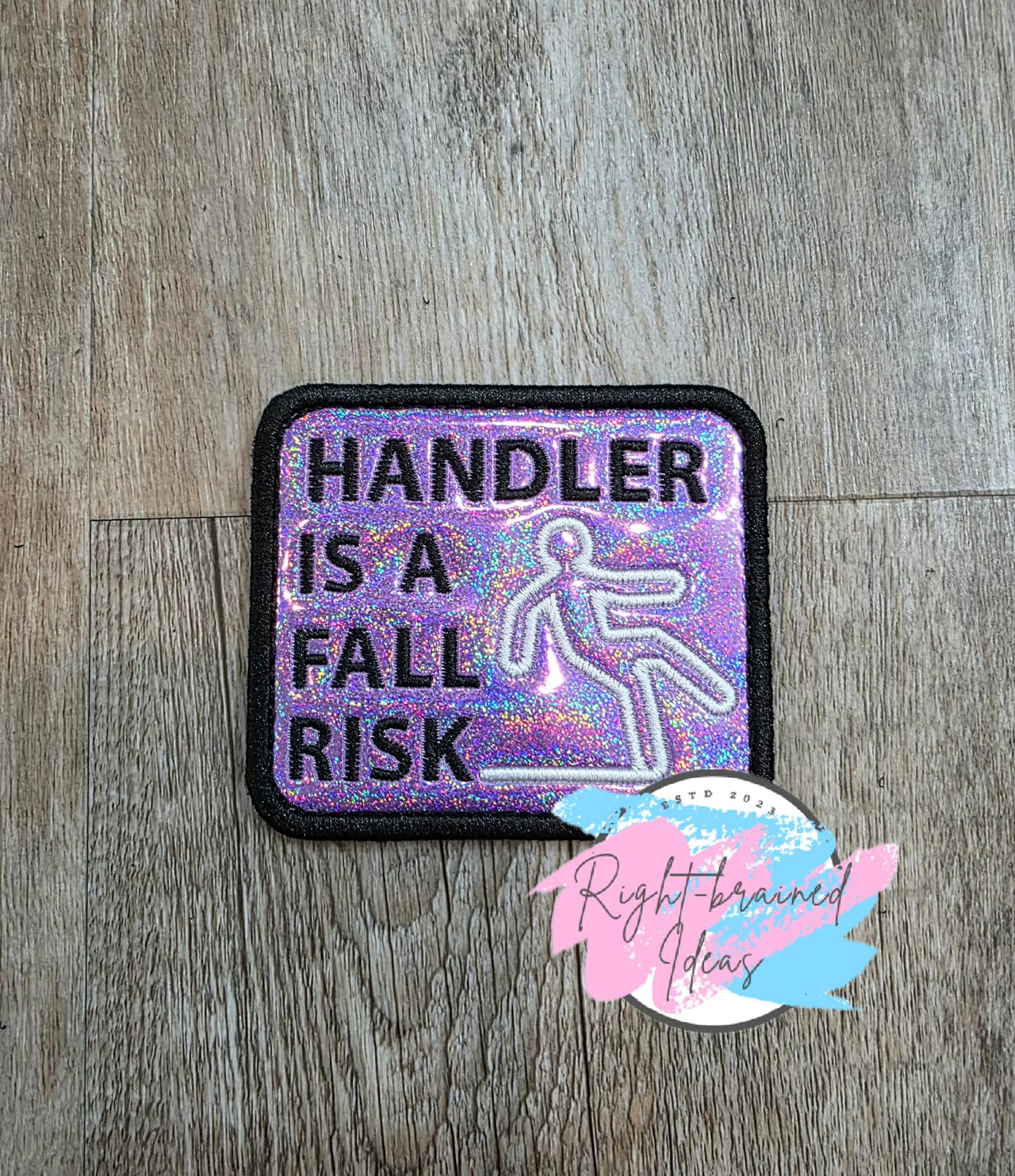 Service Dog Do Not Pet Black And White On Sparkle Purple Holographic Vinyl Five-piece Patch And Double-sided Leash Wrap Set