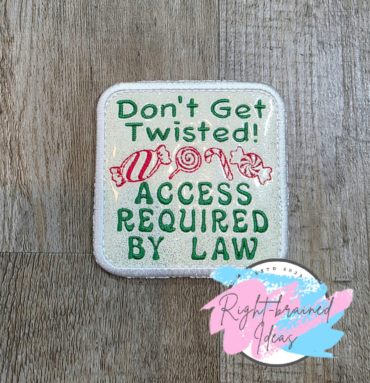 Peppermint Inspired Oversized Working Dog Red And Green On Sparkle White Vinyl Four-piece Patch Set