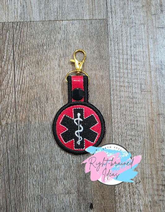 Medical Symbol White And Black On Spark Red Vinyl Mini Patch Tab