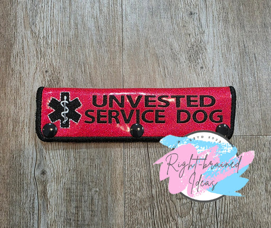 Unvested Service Dog Black And White On Sparkle Red Vinyl Leash Wrap