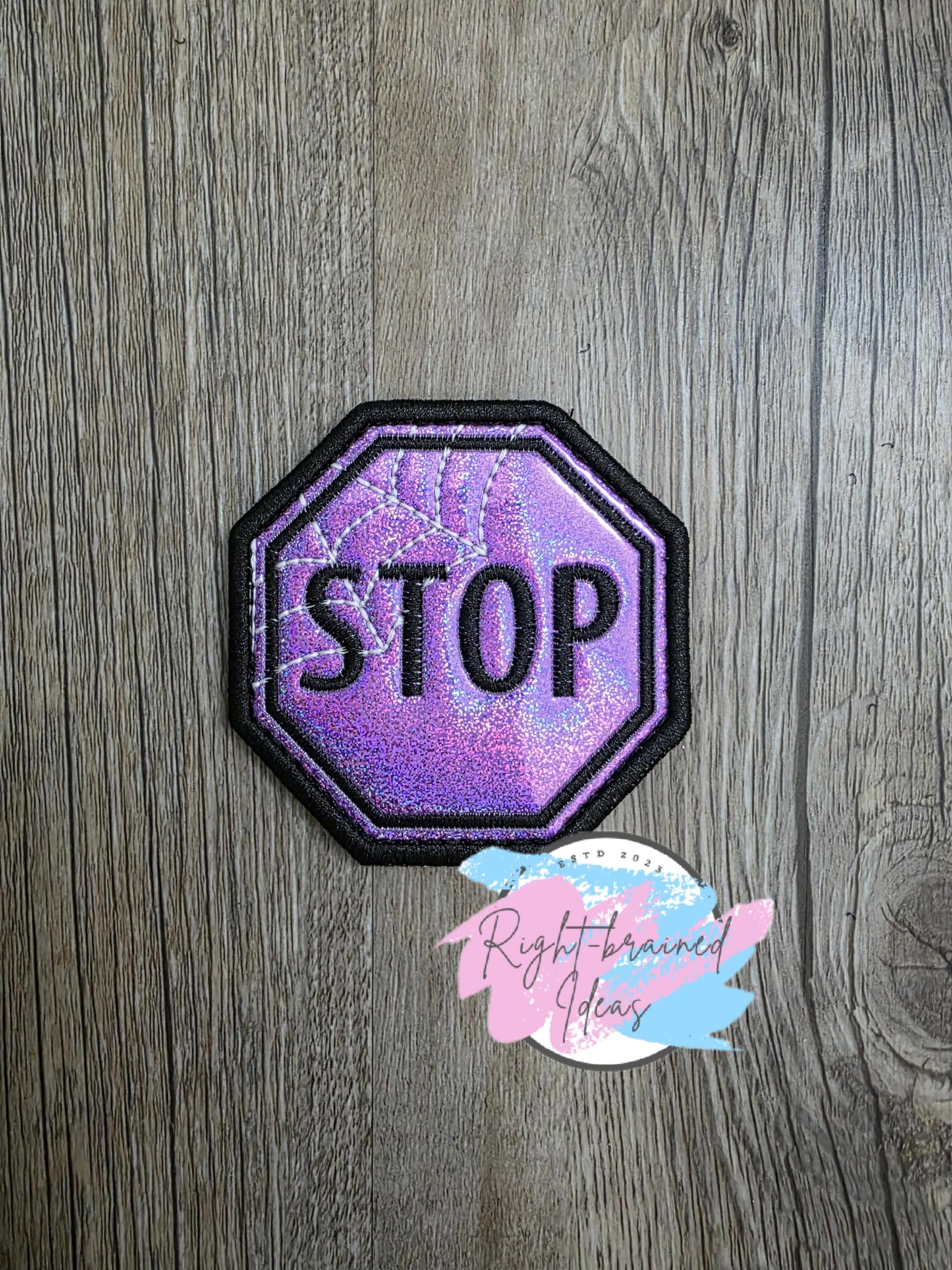Do Not Pet Creepy Crawley Inspired Black and Glow-in-the-Dark White on Sparkle Purple Holographic Vinyl Four-piece Patch Set