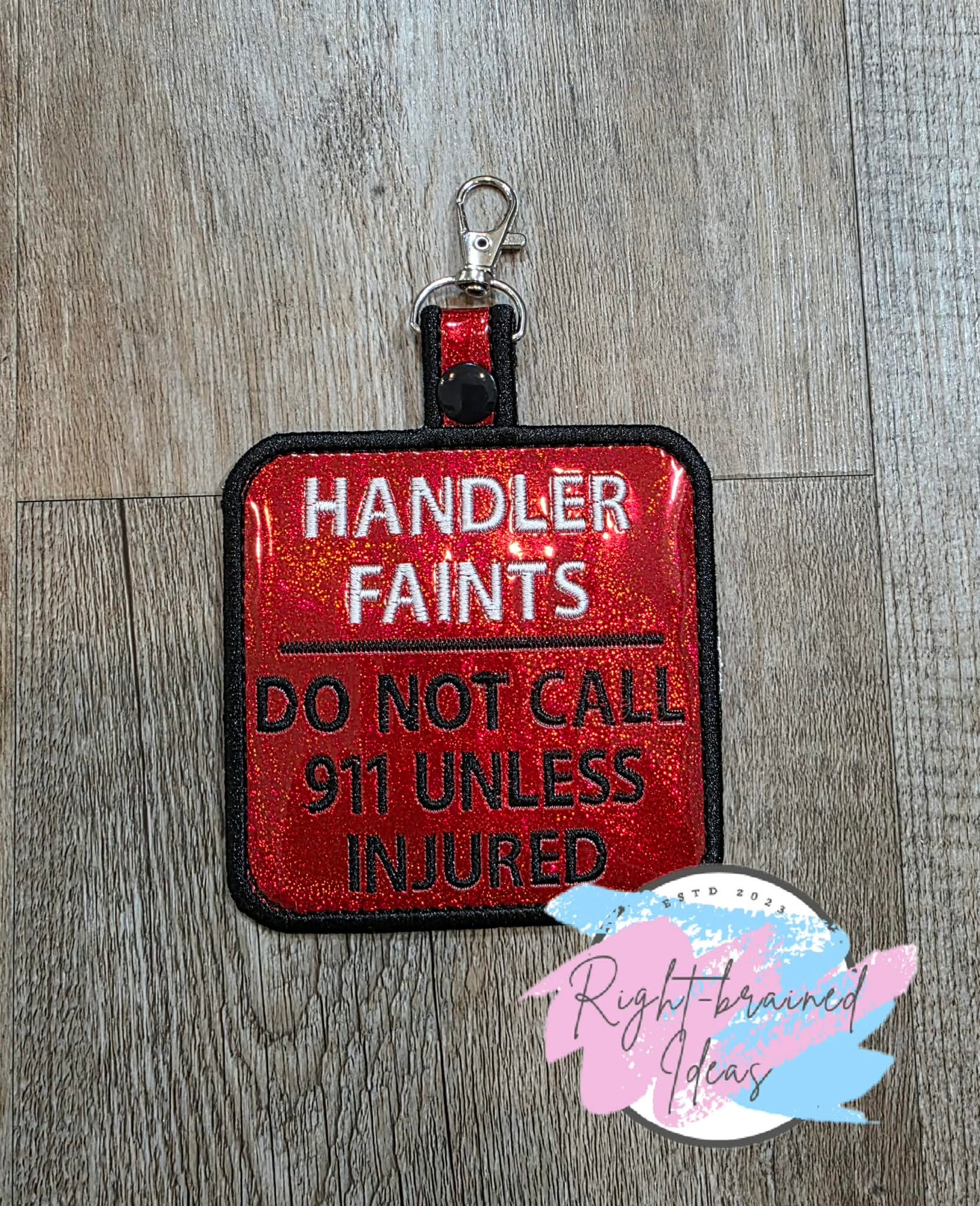 Handler Faints White And Black On Sparkle Red Holographic Vinyl Patch Tab